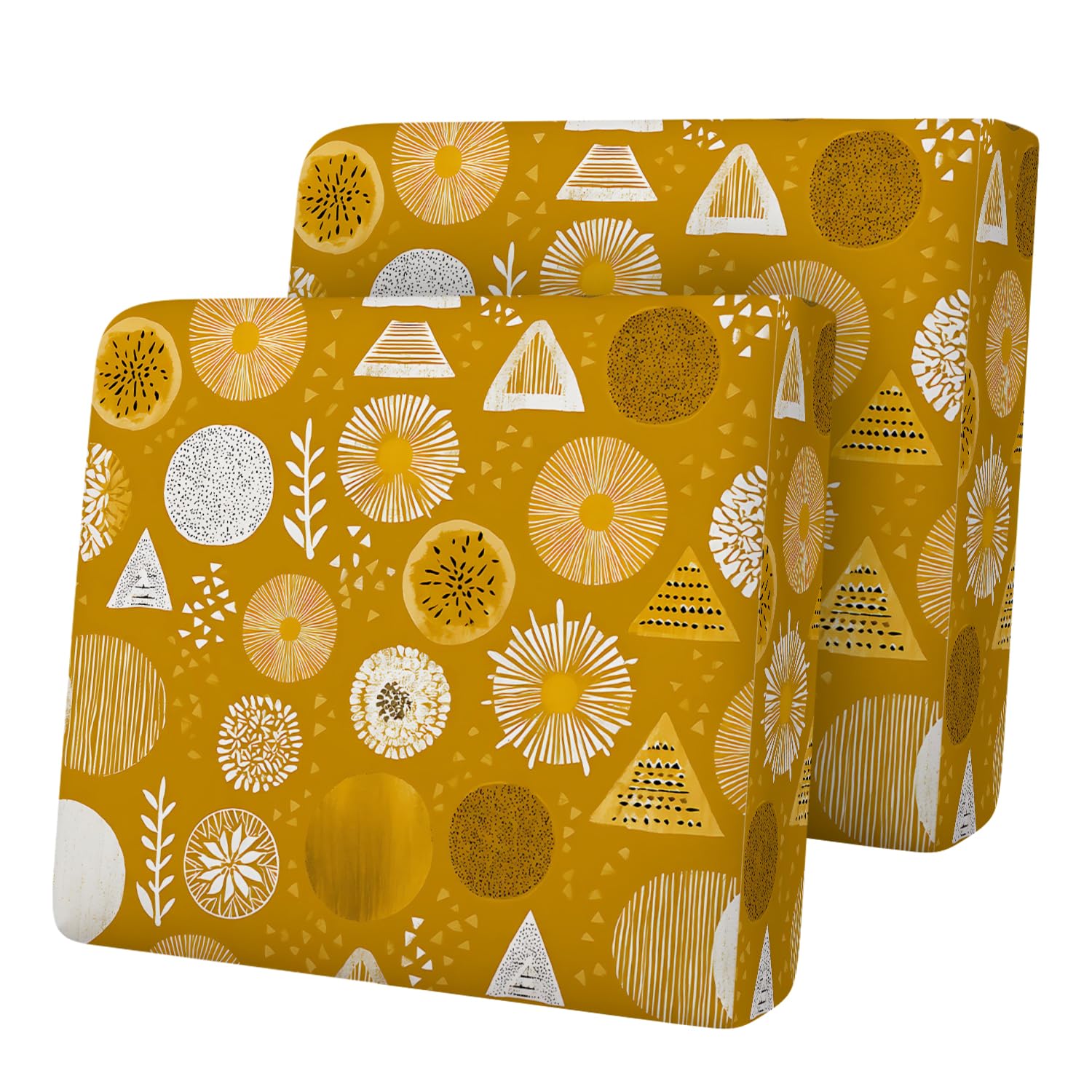 Geometric Pattern Couch Cushion Cover, Abstract Circle Triangle Design Sofa Cushion Slipcover, Stretch Furniture Protector, Soft Removable Washable Seat Cover for Sofa,3PCs