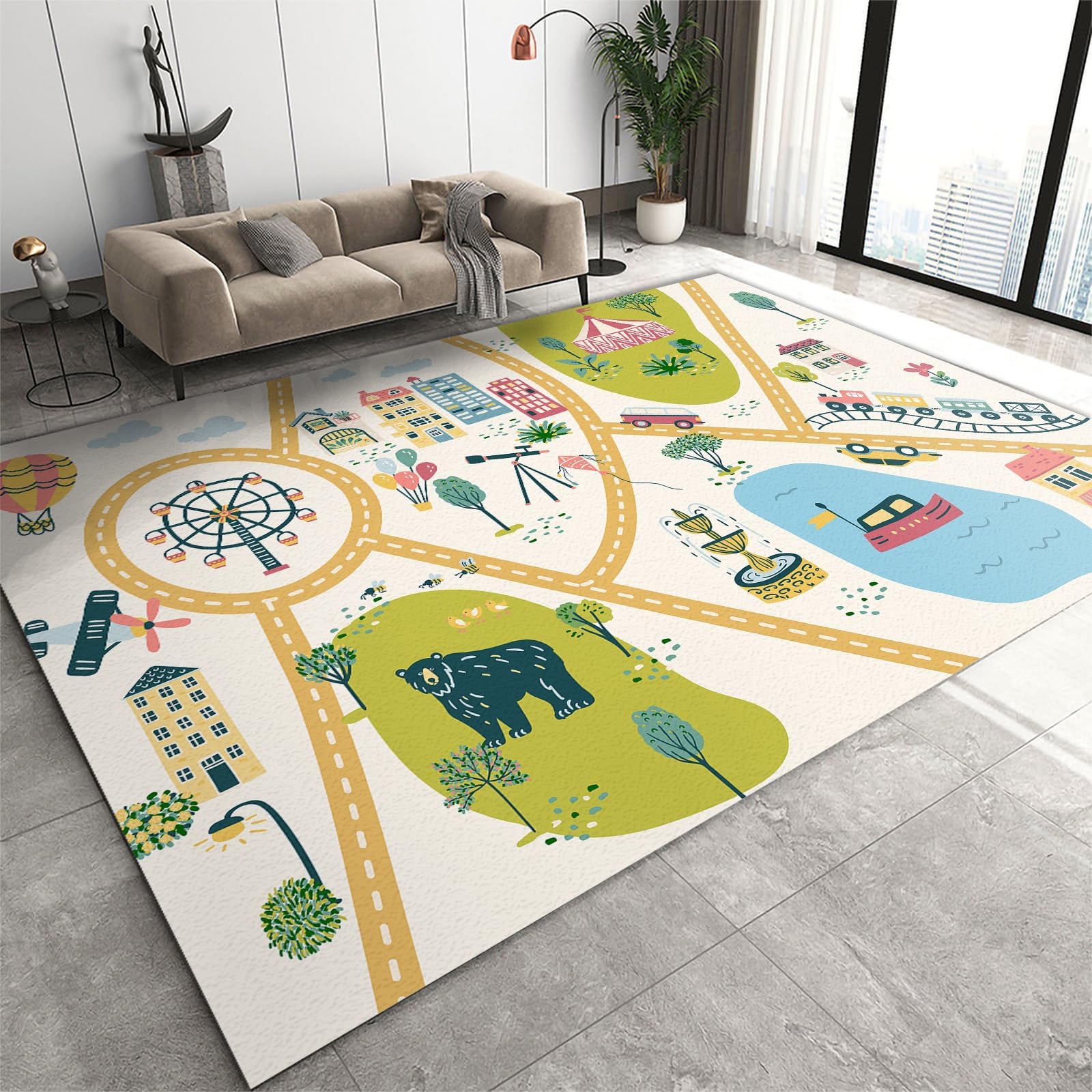 3x5 Rug Minimalist Light Luxury Washable Rugs, Nordic Marble Irregular Geometry Bedroom Rugs with Non Slip Backing for Bedroom Hotel Hardwood Floors Garage Farmhouse