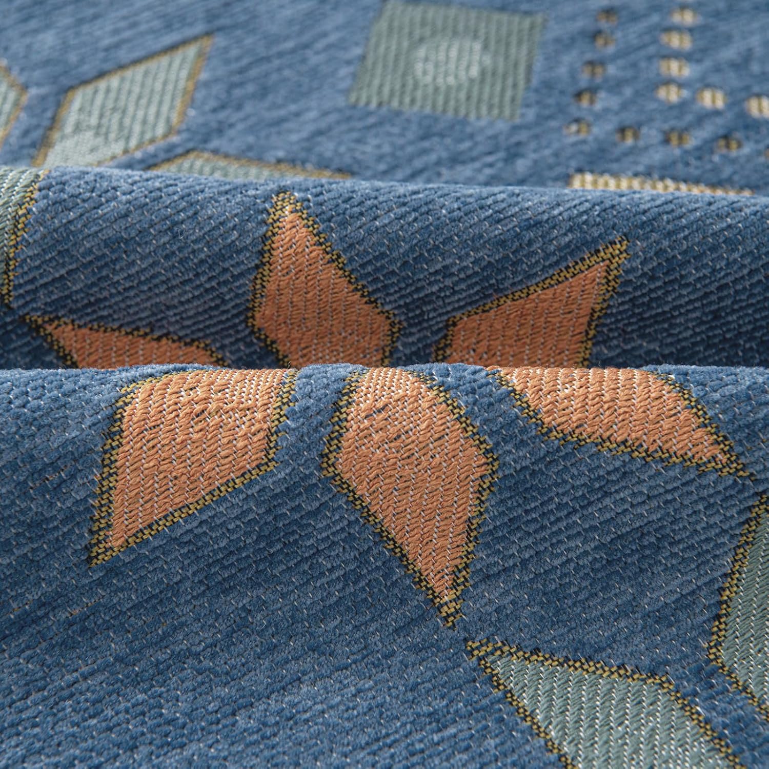 VClife Boho Couch Cover Blue Geometric Jacquard Pattern Sofa Cover, 1 Piece Large Couch Covers for 3 Cushion Couch Sofa Washable Plush Chenille Sofa Protector for Living Room, 71x134 Inch