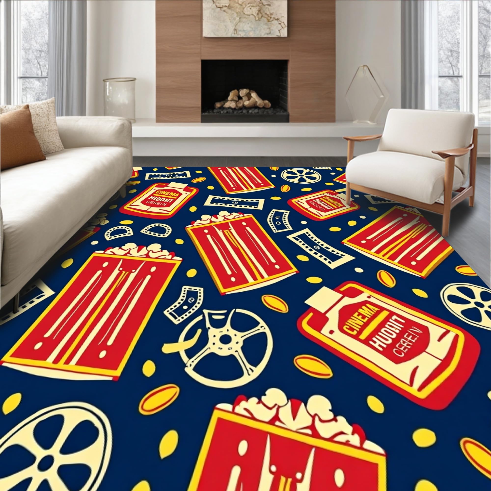Gold 5x7 Flatwoven Area Rug, Crest Wave Design, Washable for Living Room Bedroom