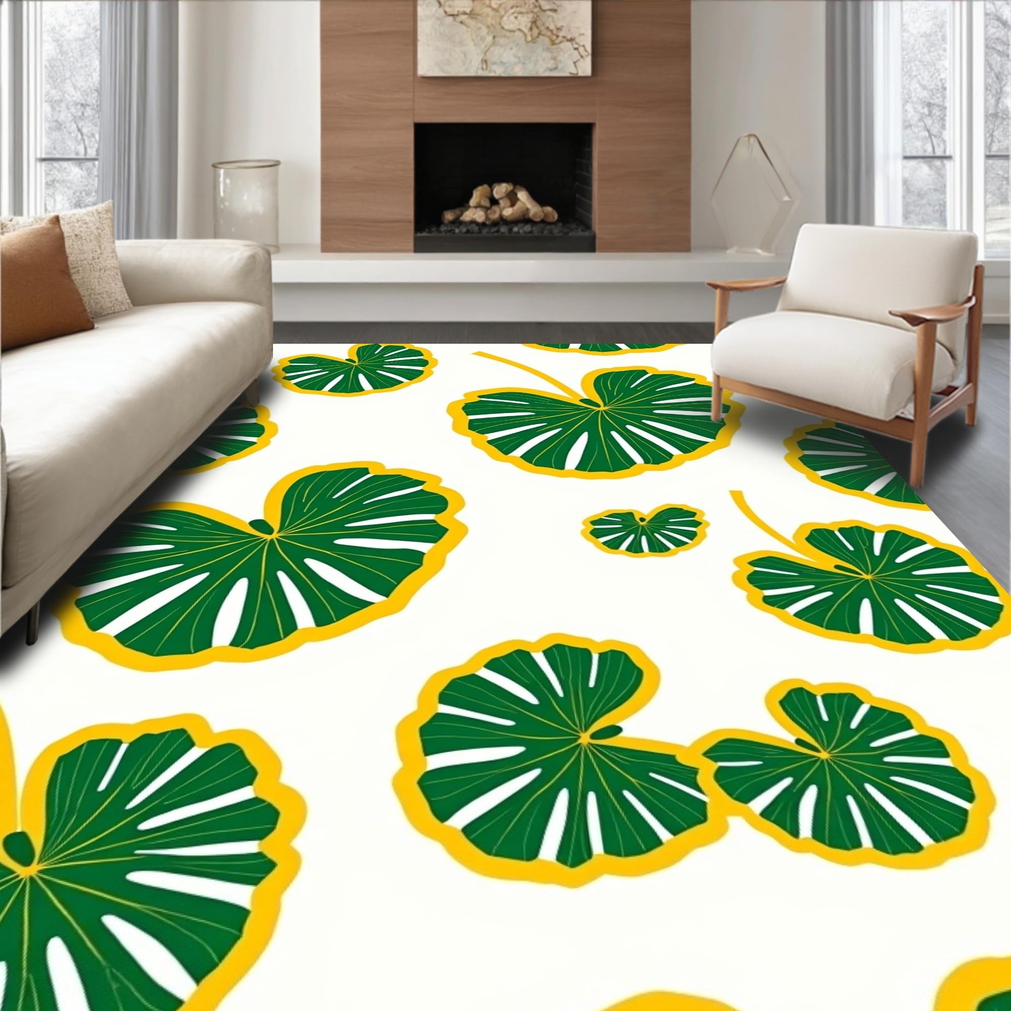 Gold 5x7 Flatwoven Area Rug, Crest Wave Design, Washable for Living Room Bedroom