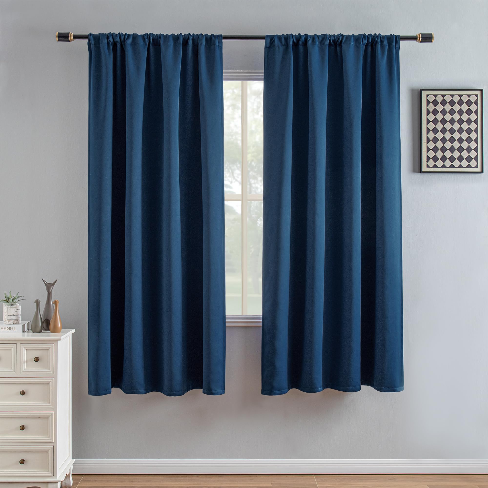 IGEMAEVE Cream Curtains 108 Inch Length 2 Panels Set, Light Filtering Curtains for Living Room 108 Inch Long, Grommet Energy Saving Semi Sheer Drapes for Bedroom Window(W52 x L108)