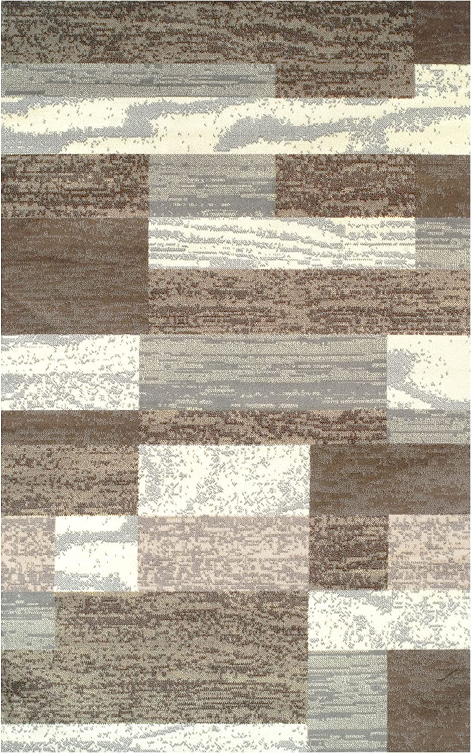 Superior Indoor Area Rug, Jute Backed, Modern Geometric Patchwork Floor Decor for Bedroom, Office, Living Room, Entryway, Kitchen, Hardwood Floors, Rockwood Collection, 3' x 5', Ivory-Beige