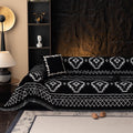 VClife Boho Couch Cover Blue Geometric Jacquard Pattern Sofa Cover, 1 Piece Large Couch Covers for 3 Cushion Couch Sofa Washable Plush Chenille Sofa Protector for Living Room, 71x134 Inch