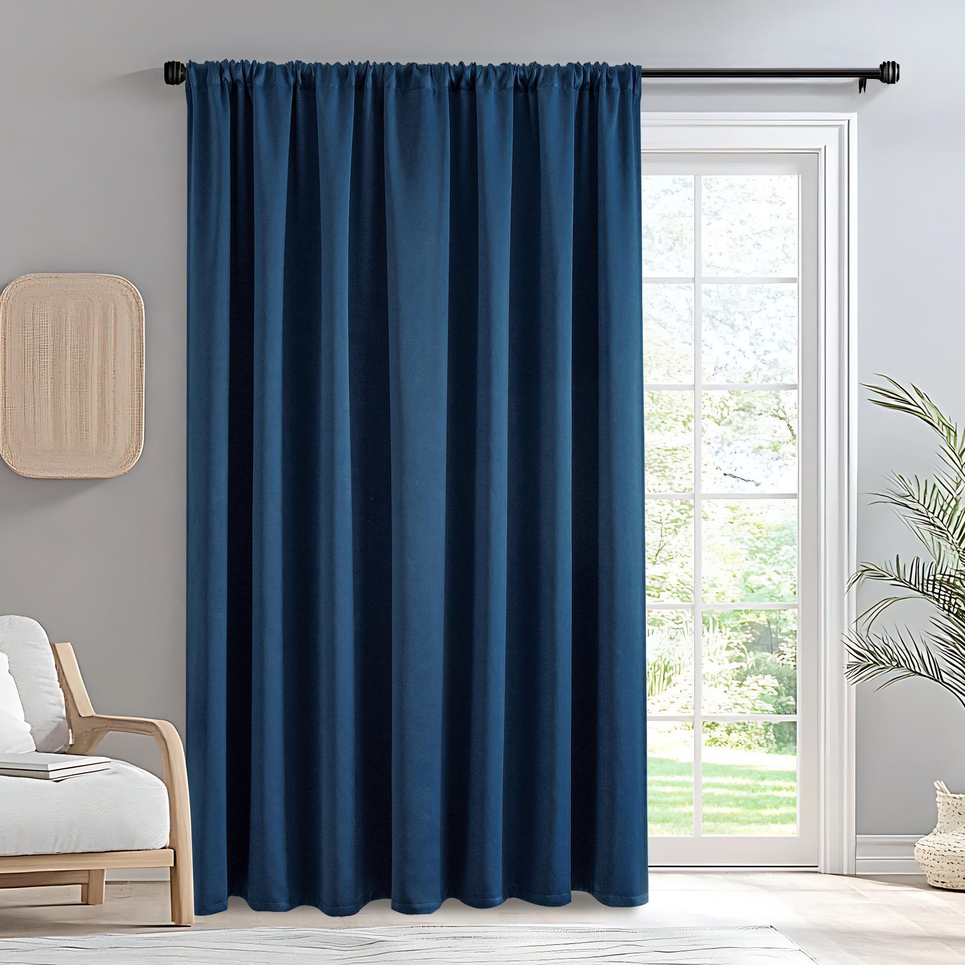 IGEMAEVE Cream Curtains 108 Inch Length 2 Panels Set, Light Filtering Curtains for Living Room 108 Inch Long, Grommet Energy Saving Semi Sheer Drapes for Bedroom Window(W52 x L108)