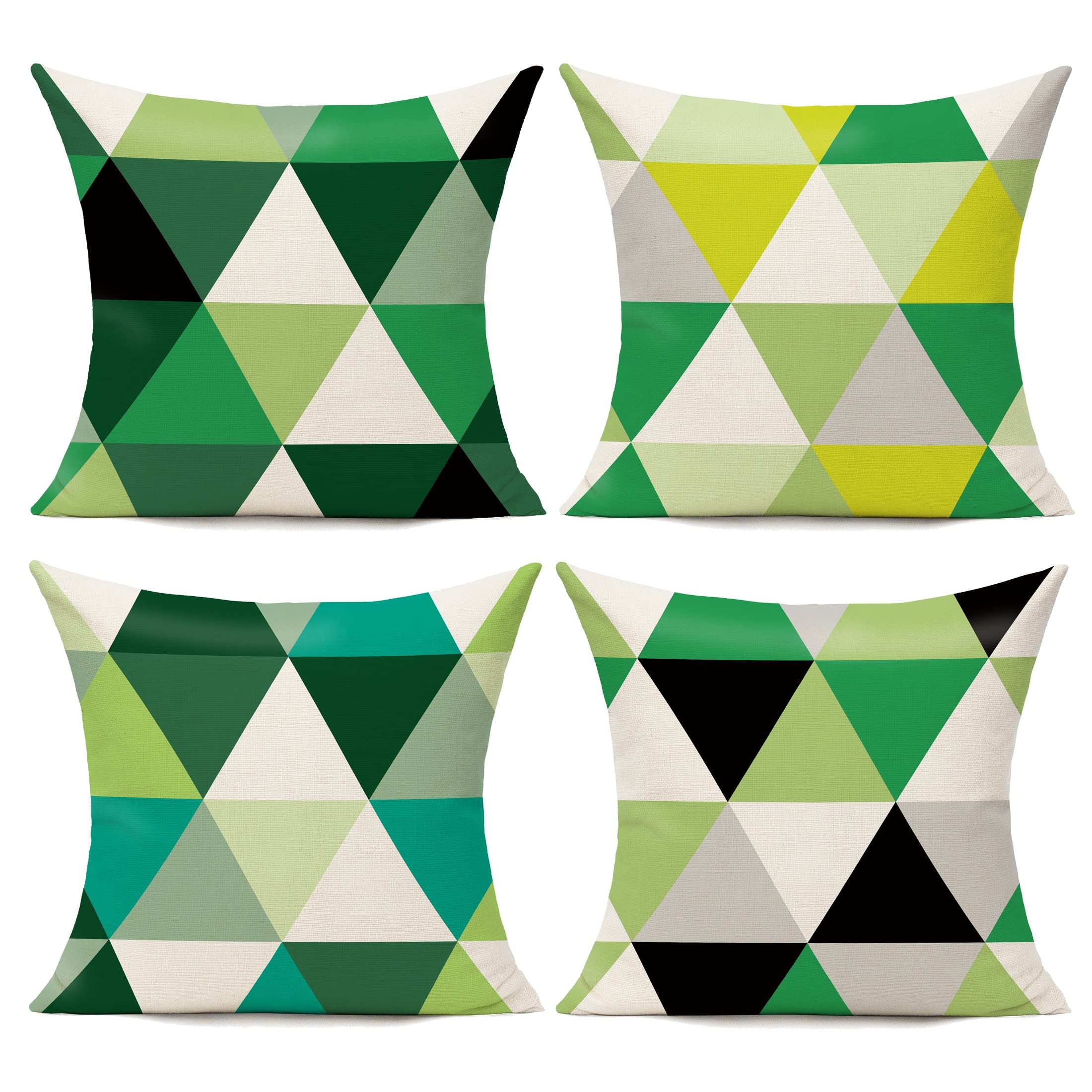 All Smiles Outdoor Throw Pillow Covers Fall Decor Patio 24x24 Set of 4 Colorful Modern Cushion Cases Cojines Couch Sofa Decoration Porch for Home Living Room Geometric Triangle Orange Yellow