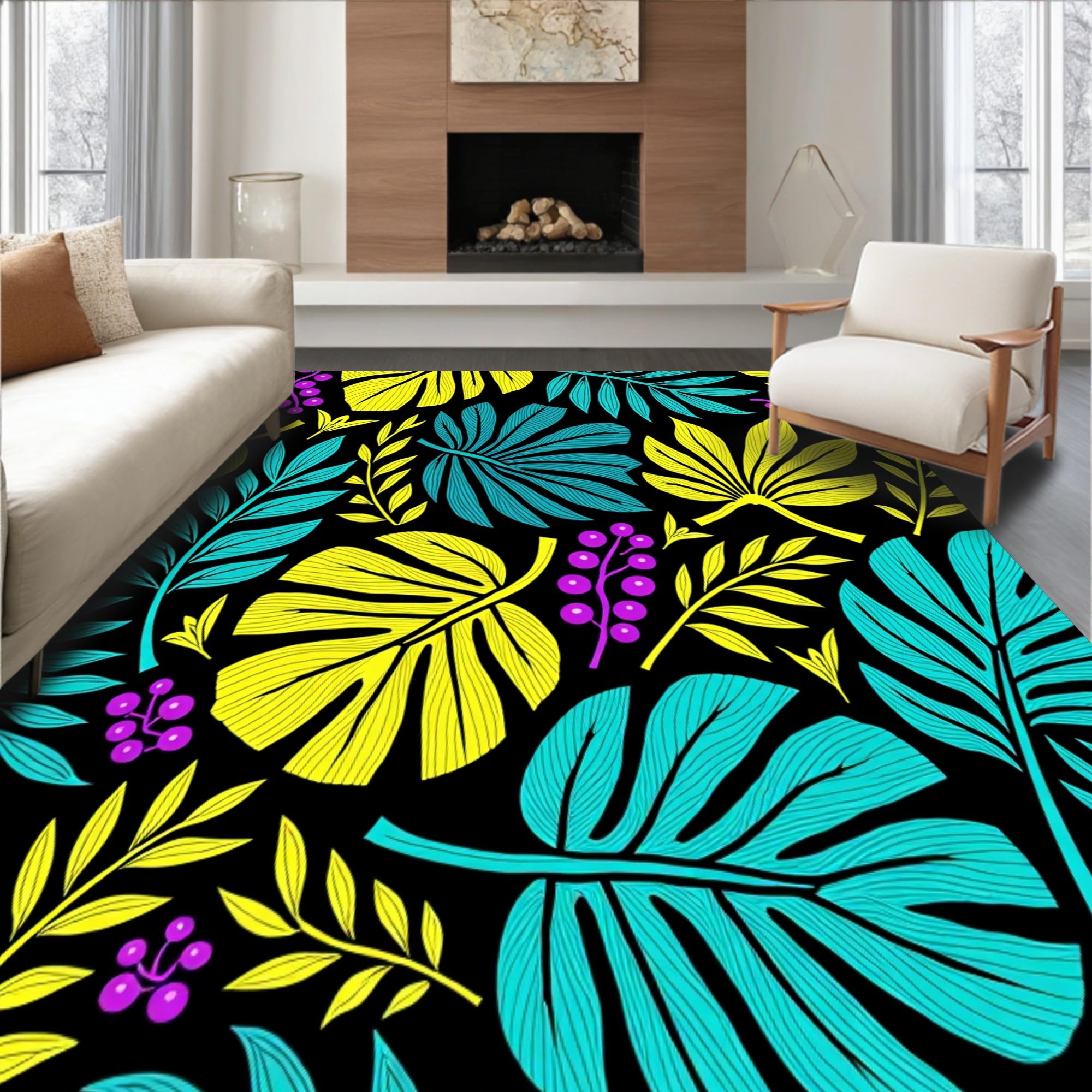 Gold 5x7 Flatwoven Area Rug, Crest Wave Design, Washable for Living Room Bedroom