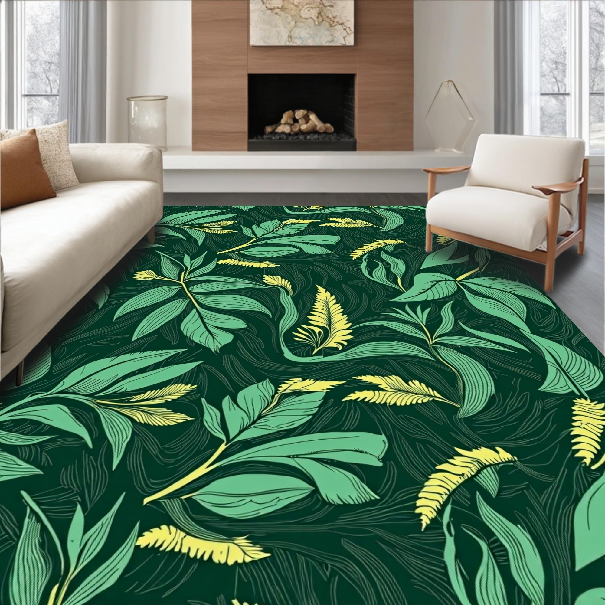 Gold 5x7 Flatwoven Area Rug, Crest Wave Design, Washable for Living Room Bedroom