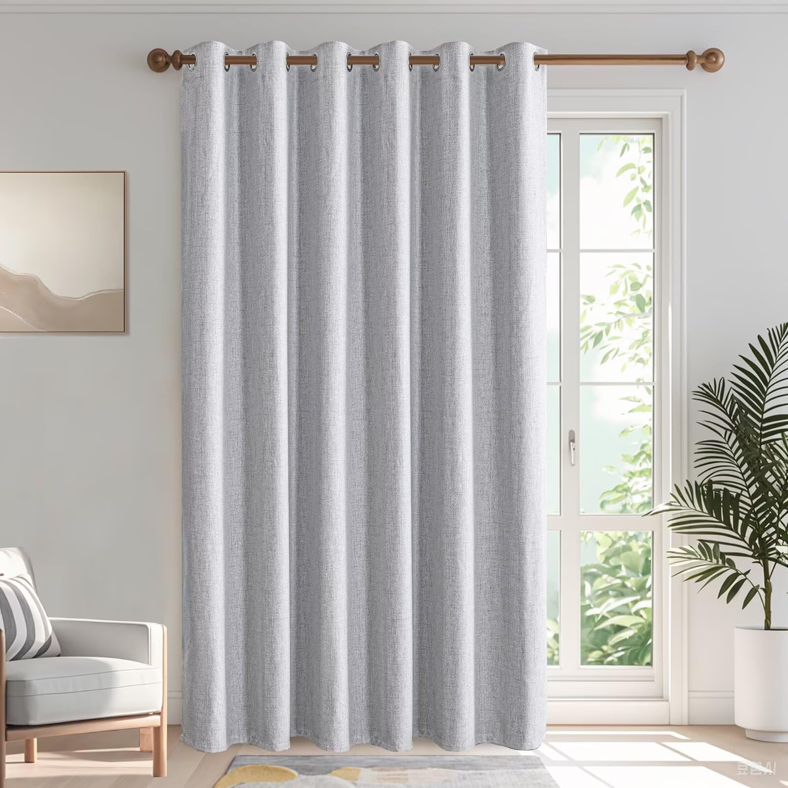 IGEMAEVE Cream Curtains 108 Inch Length 2 Panels Set, Light Filtering Curtains for Living Room 108 Inch Long, Grommet Energy Saving Semi Sheer Drapes for Bedroom Window(W52 x L108)