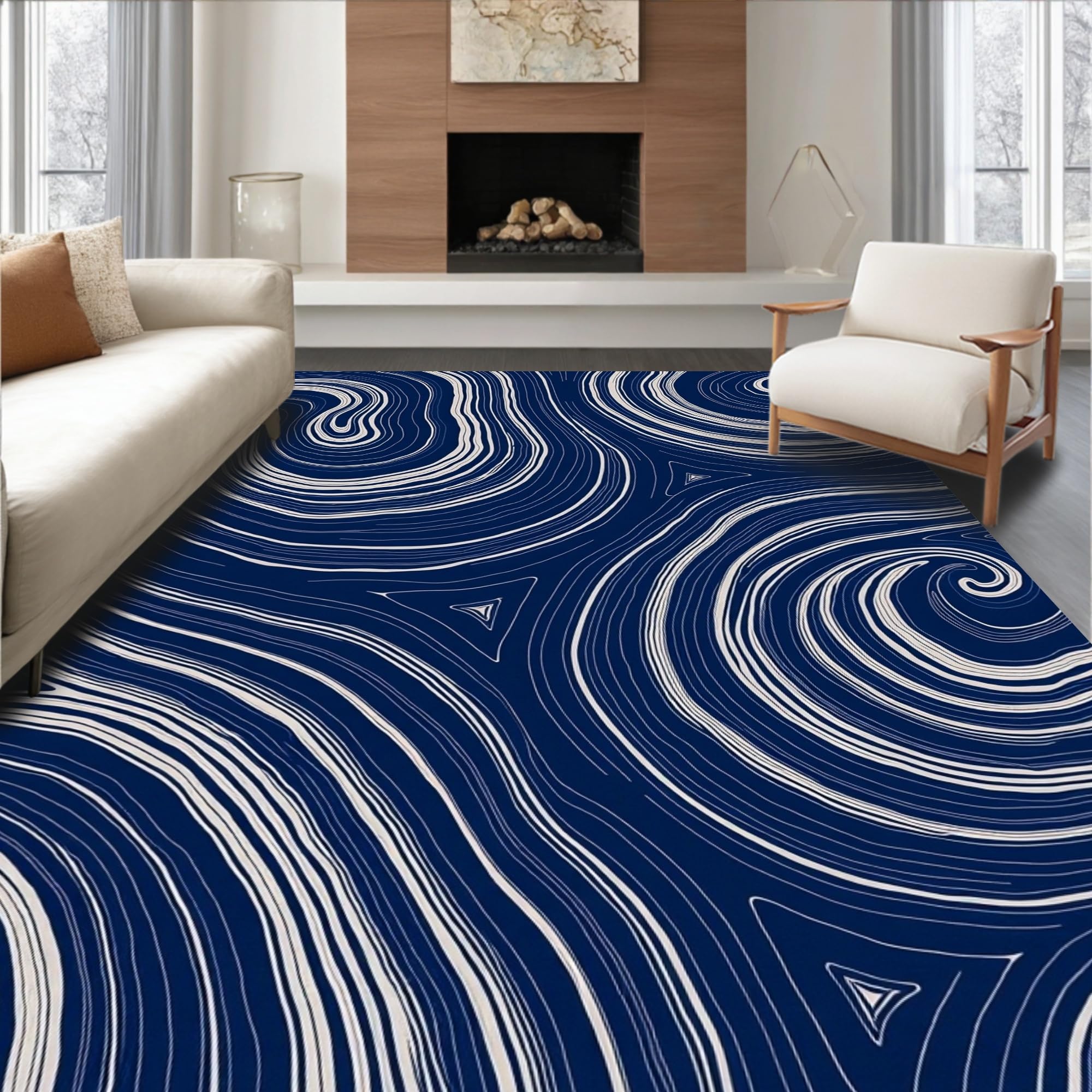 Gold 5x7 Flatwoven Area Rug, Crest Wave Design, Washable for Living Room Bedroom