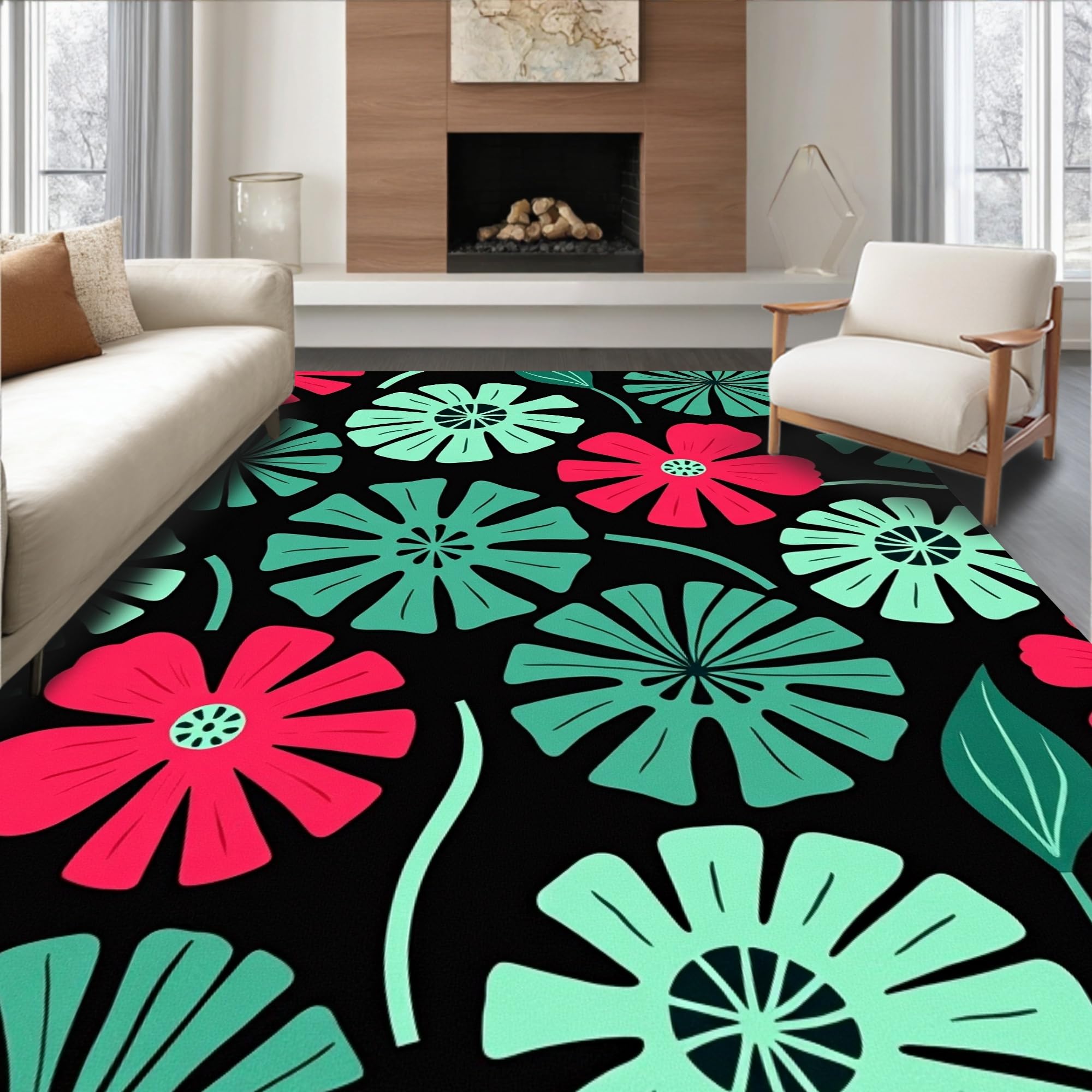 Gold 5x7 Flatwoven Area Rug, Crest Wave Design, Washable for Living Room Bedroom