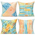 20x20 Colorful Abstract Modern Throw Pillow Covers Outdoor Couch Furniture Geometric Striped Square Decorative Patio Cushion Covers Home Décor for Bedroom Sofa Bench Porch Set of 4