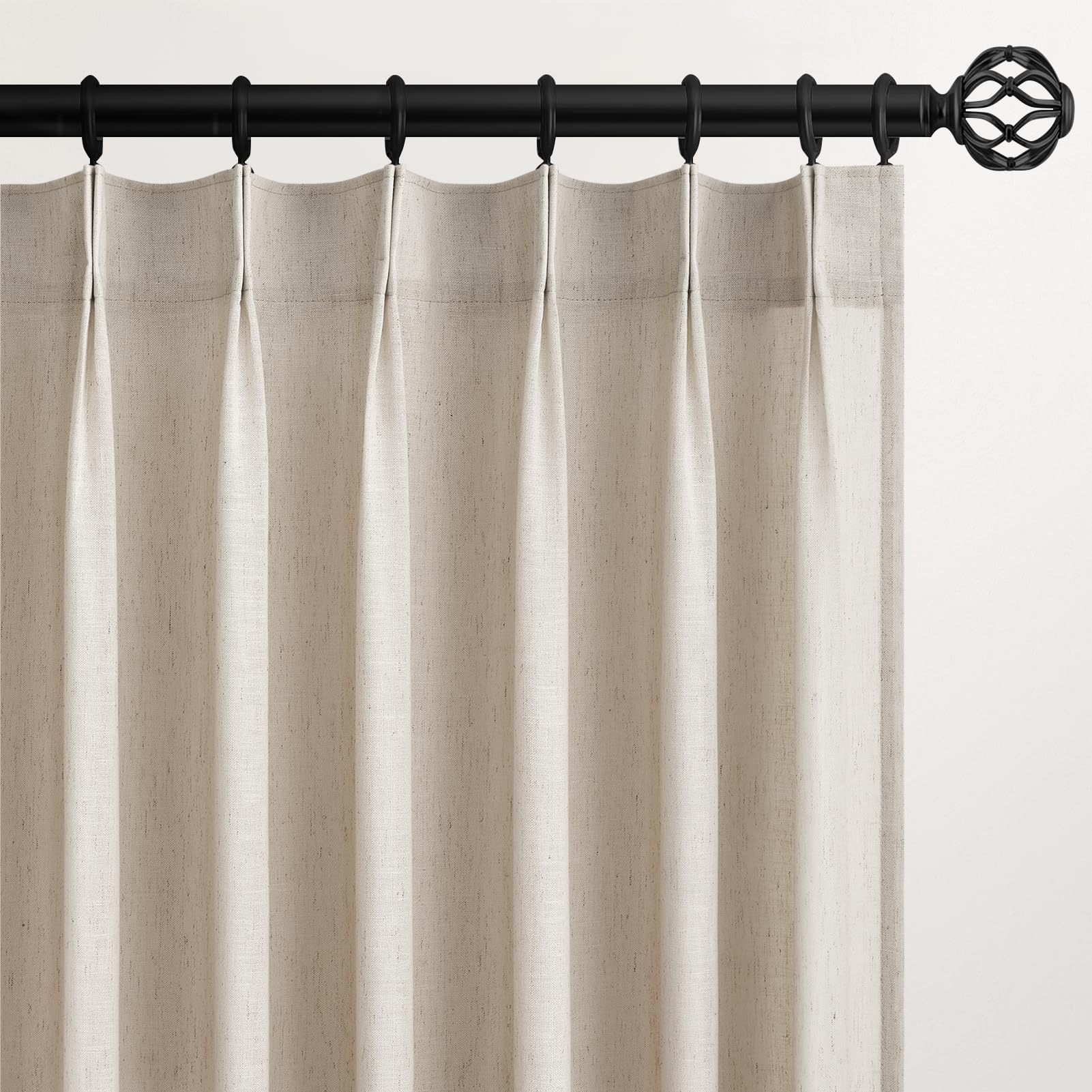 Topfinel 102 Inch Curtains 2 Panels Set,Two Packs Pinch Pleat Back Tab Linen Window Semi Sheer Privacy Thick Decorative Curtain Drapes for Living Room Bedroom,40x102 in Long,Ivory/Off White