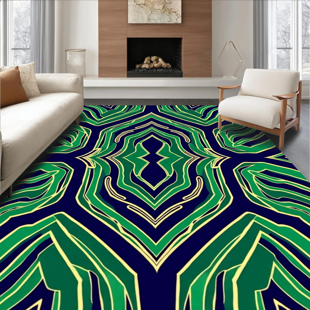 Gold 5x7 Flatwoven Area Rug, Crest Wave Design, Washable for Living Room Bedroom