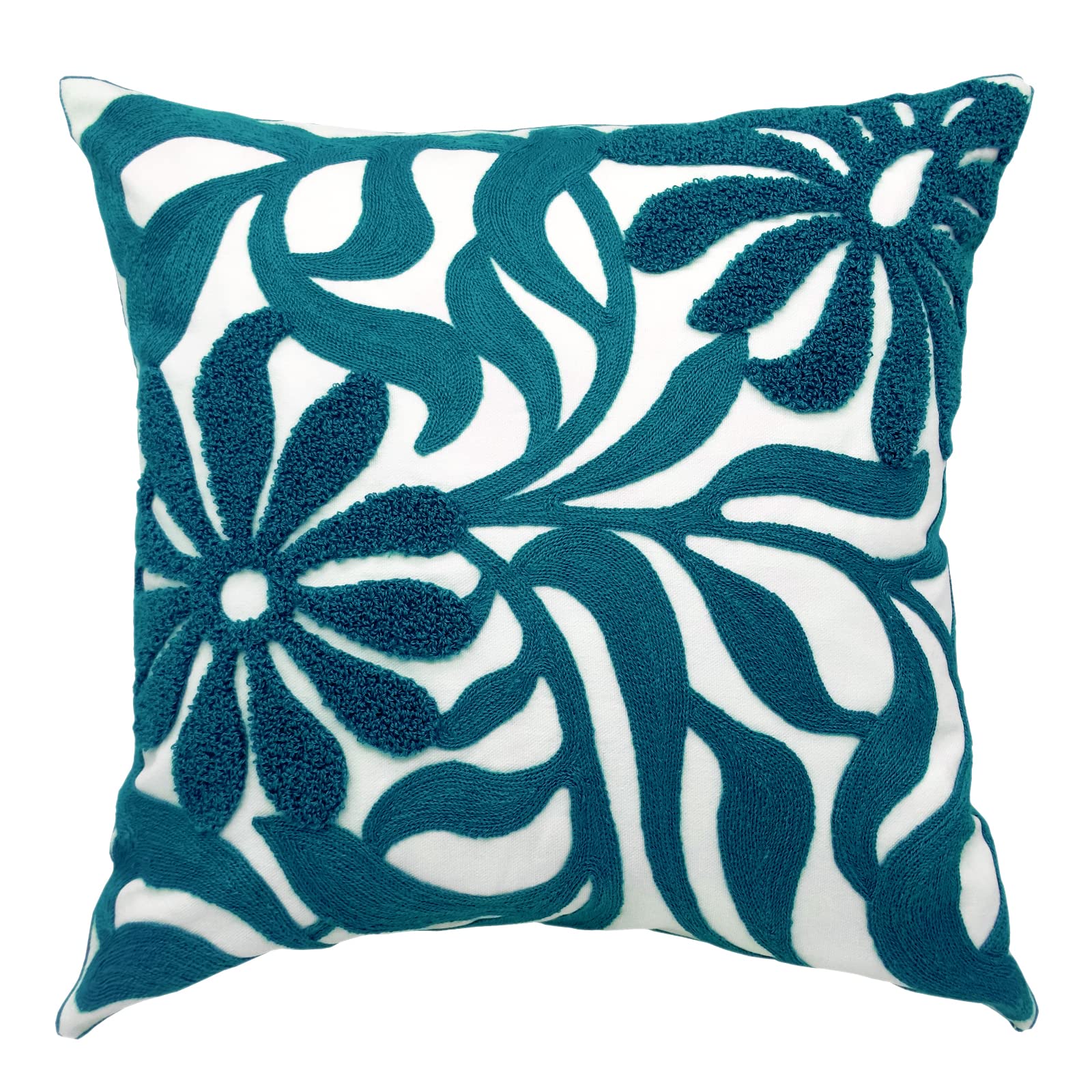 Navy Blue Boho Geometric Pillow Covers 18x18", Set of 2 Embroidered Cotton Cushion Cases