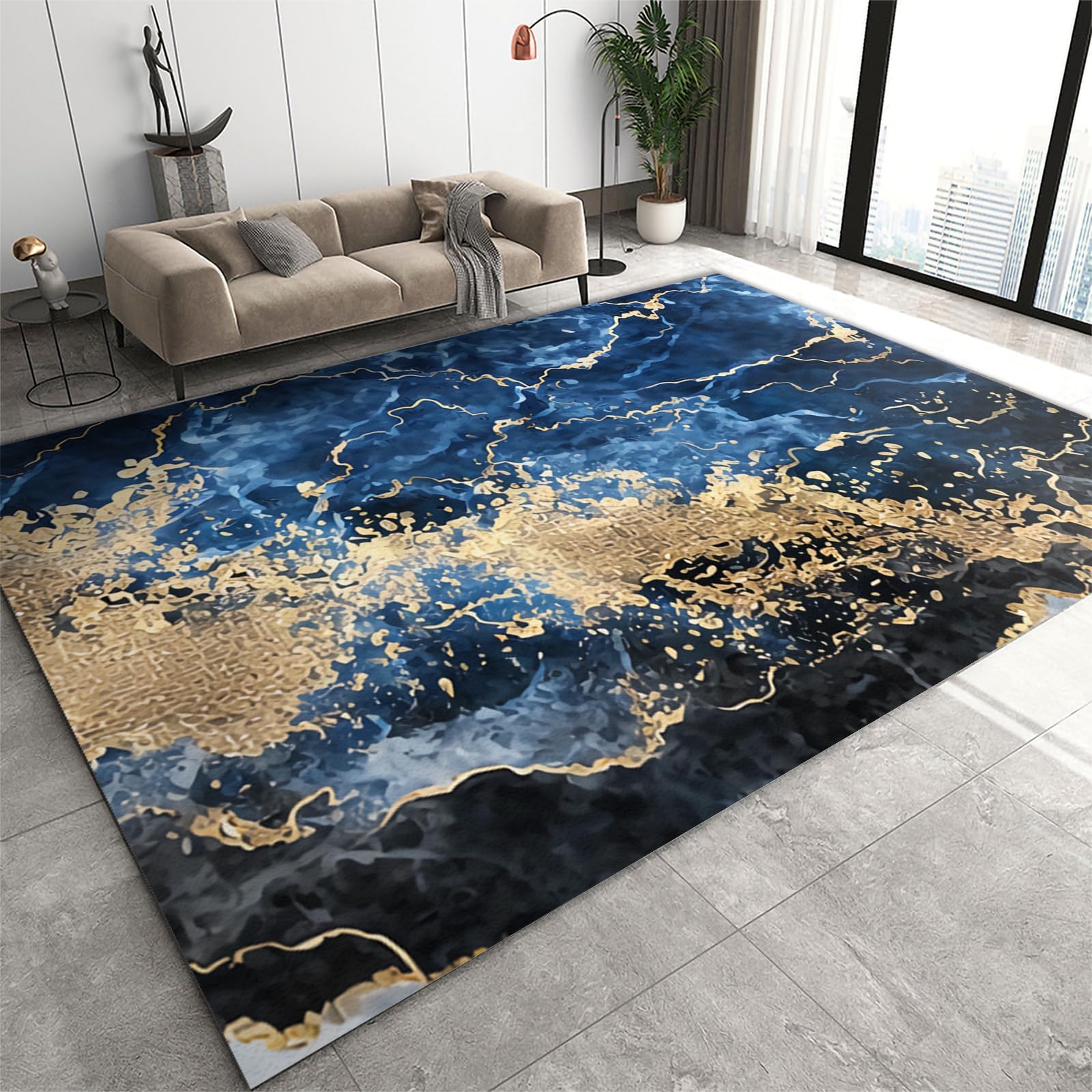 5x6 Area Rug Nordic Light Luxury Rugs for Bedroom, Emerald Green Pink Blue Gold Geometric Bedroom Rug Aesthetic Easy to Clean for Indoor Outdoor Hardwood Floors Home Decor