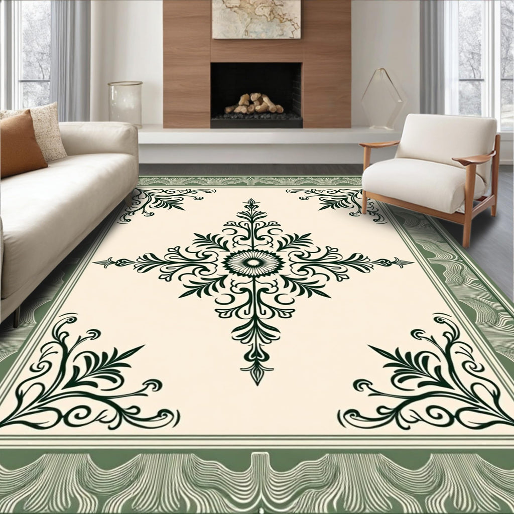 Gold 5x7 Flatwoven Area Rug, Crest Wave Design, Washable for Living Room Bedroom