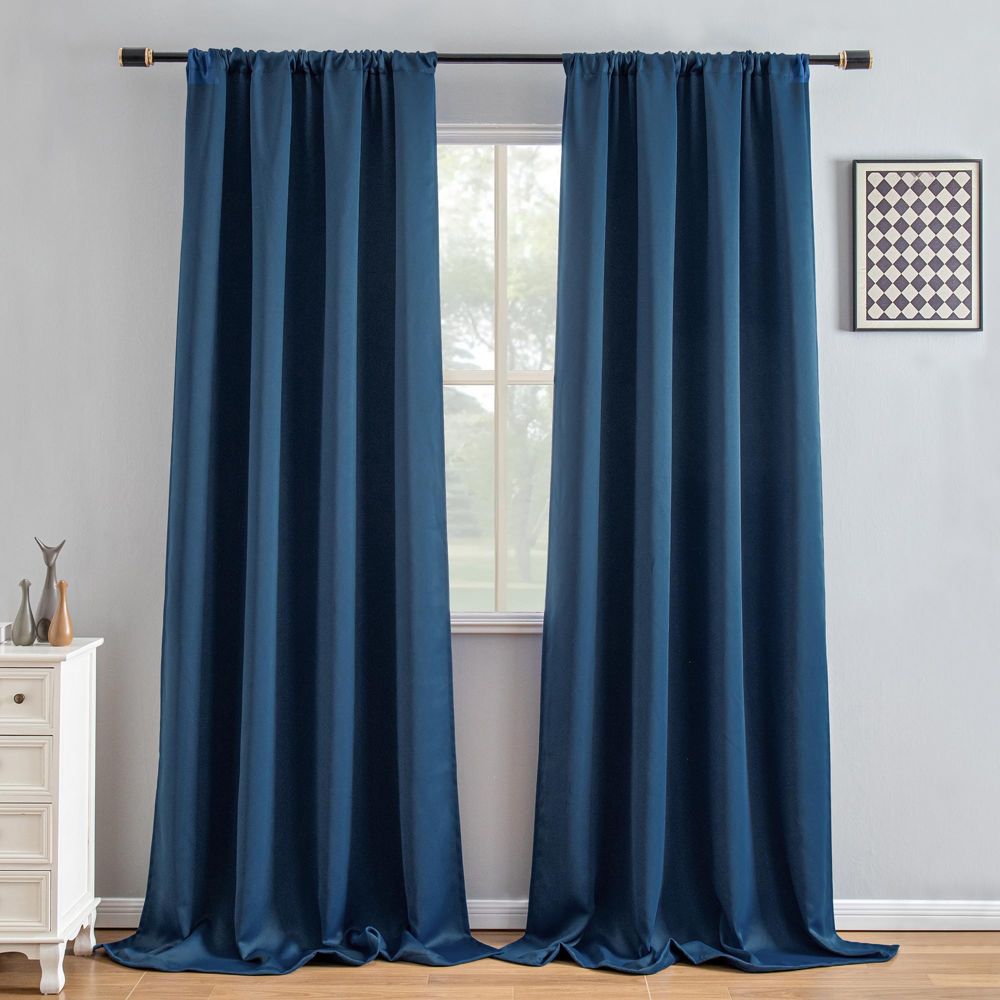 IGEMAEVE Cream Curtains 108 Inch Length 2 Panels Set, Light Filtering Curtains for Living Room 108 Inch Long, Grommet Energy Saving Semi Sheer Drapes for Bedroom Window(W52 x L108)