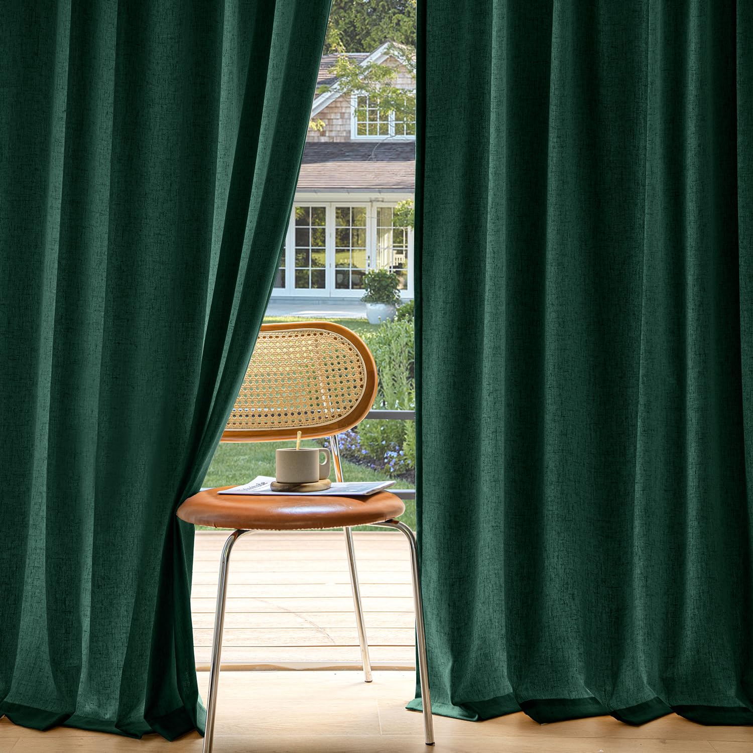 MIULEE Non-See-Through Privacy Linen Curtains 2 Panels, Light Filtering Window Curtains Farnhouse Textured Back Tab Semi Sheer Drapes for Bedroom Living Room, 52 x 84 Inches Long, Linen