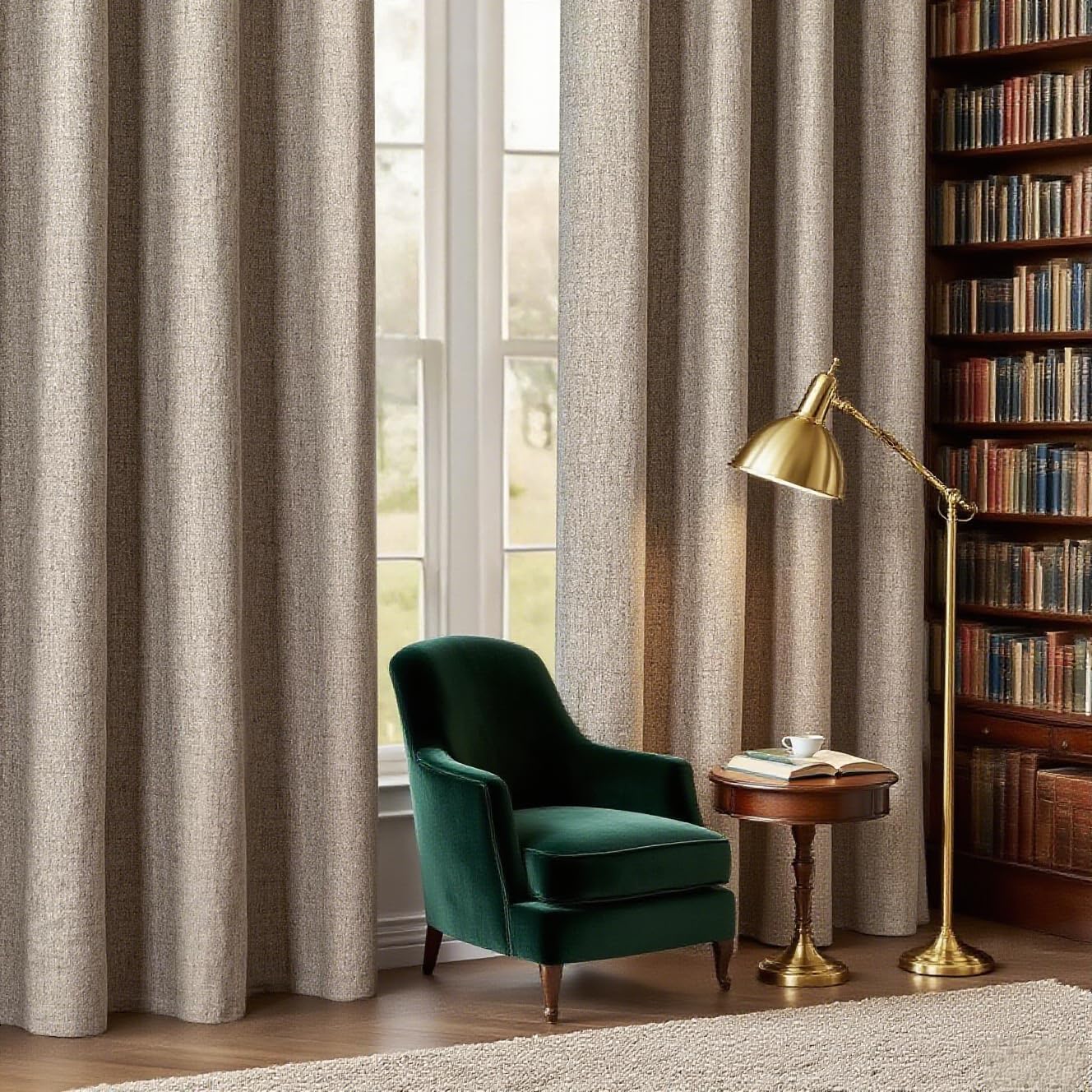 IGEMAEVE Cream Curtains 108 Inch Length 2 Panels Set, Light Filtering Curtains for Living Room 108 Inch Long, Grommet Energy Saving Semi Sheer Drapes for Bedroom Window(W52 x L108)