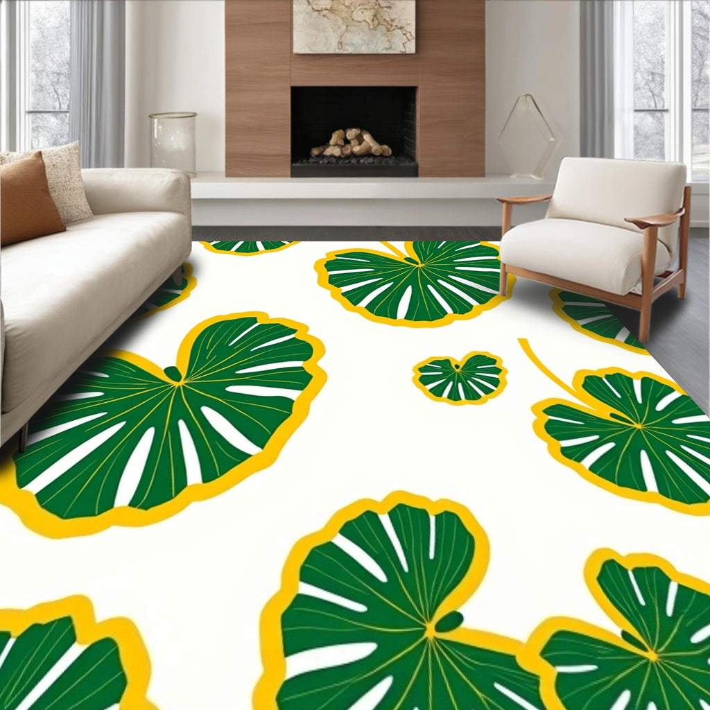Gold 5x7 Flatwoven Area Rug, Crest Wave Design, Washable for Living Room Bedroom