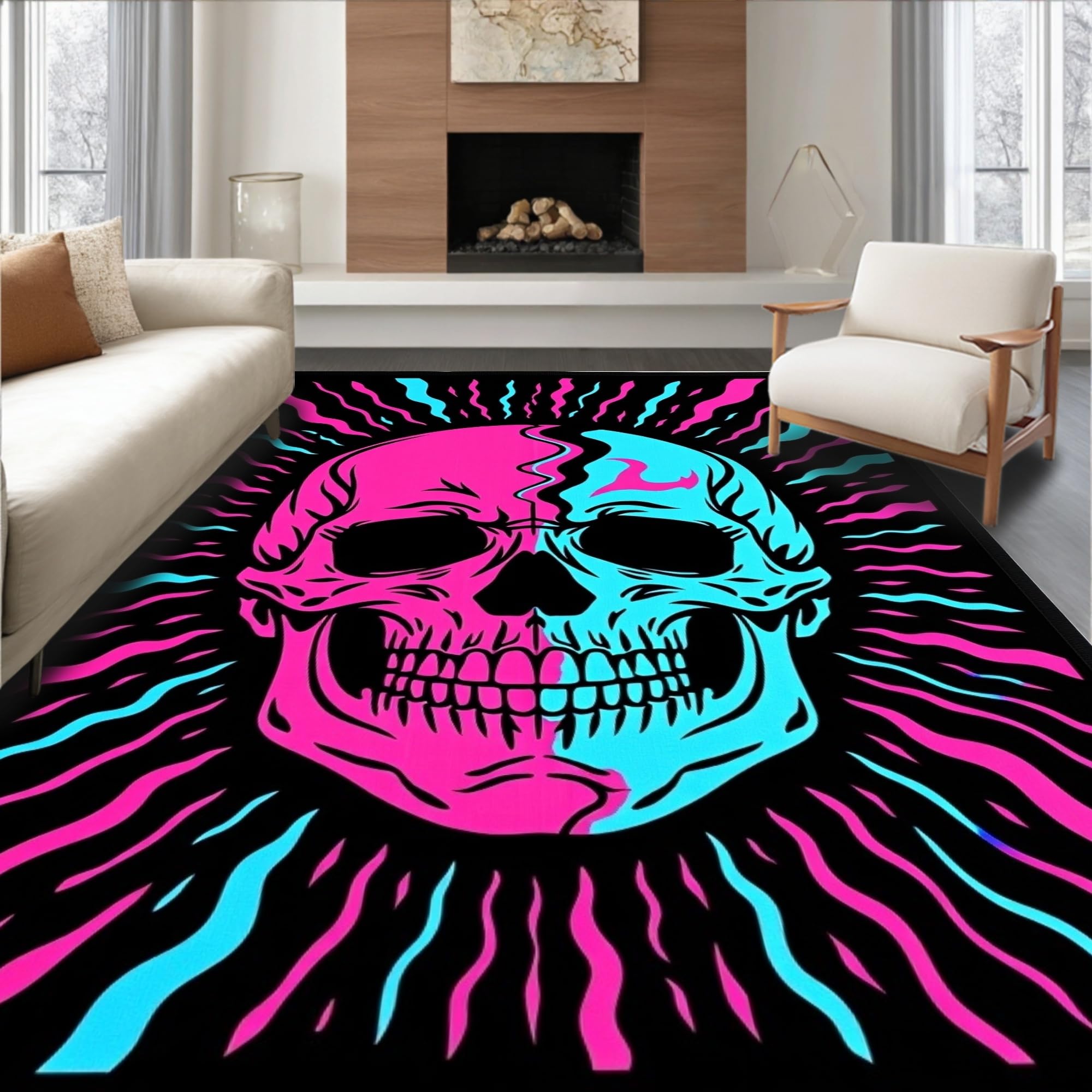 Gold 5x7 Flatwoven Area Rug, Crest Wave Design, Washable for Living Room Bedroom