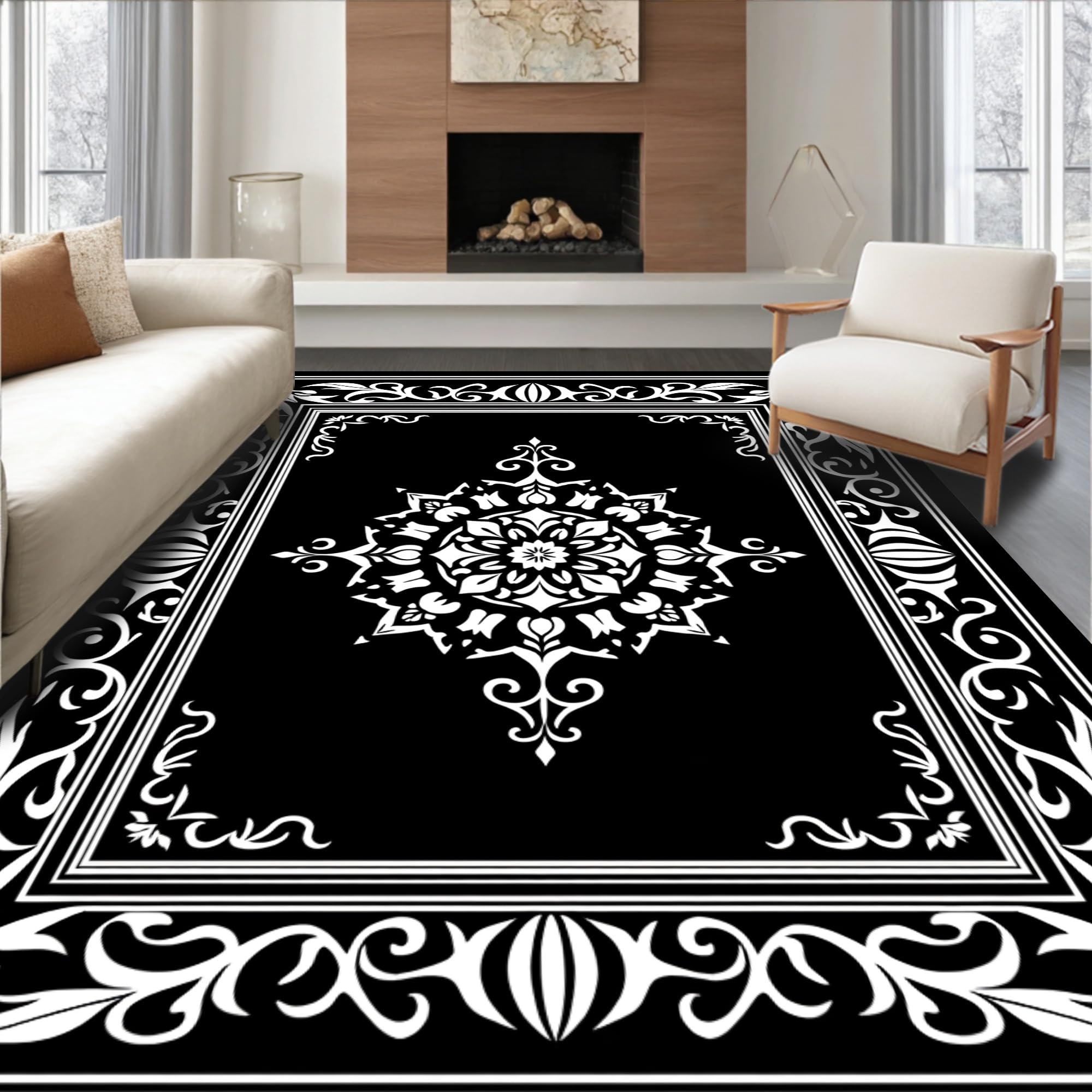 Gold 5x7 Flatwoven Area Rug, Crest Wave Design, Washable for Living Room Bedroom