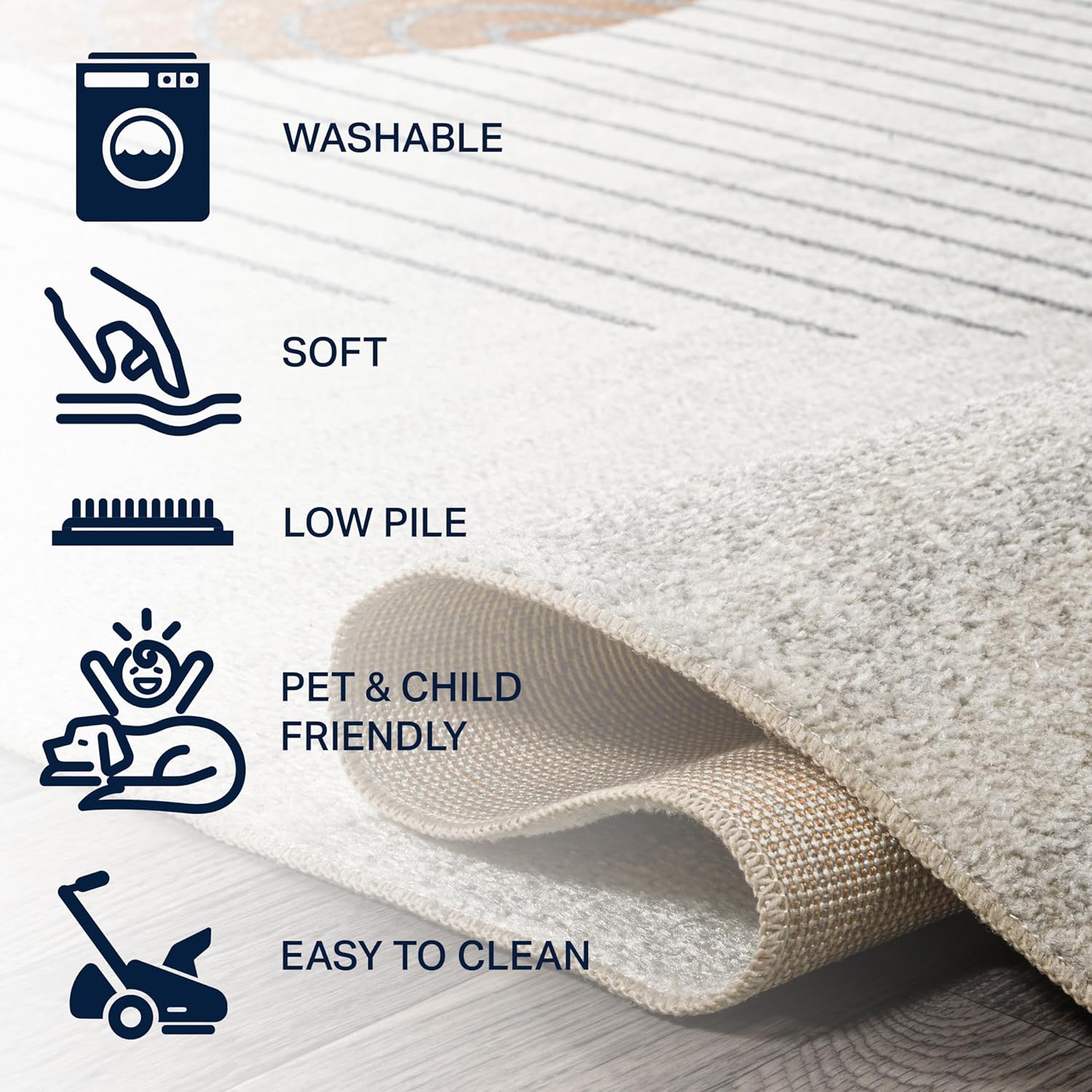 JONATHAN Y Machine Washable Cream/Terra Indoor Area Rug 8X10 ft, Kallax Geometric Modern Low-Pile for Living Room, Bedroom, Kitchen, Office, Easy-Cleaning, Pet-Friendly, Non-Shedding WSH311A-8