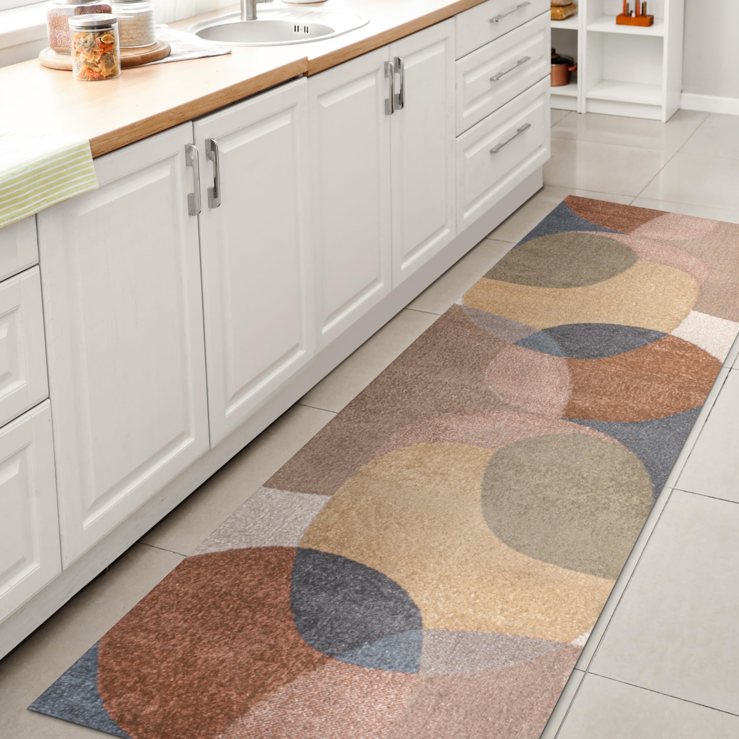 JONATHAN Y Machine Washable Cream/Terra Indoor Area Rug 8X10 ft, Kallax Geometric Modern Low-Pile for Living Room, Bedroom, Kitchen, Office, Easy-Cleaning, Pet-Friendly, Non-Shedding WSH311A-8