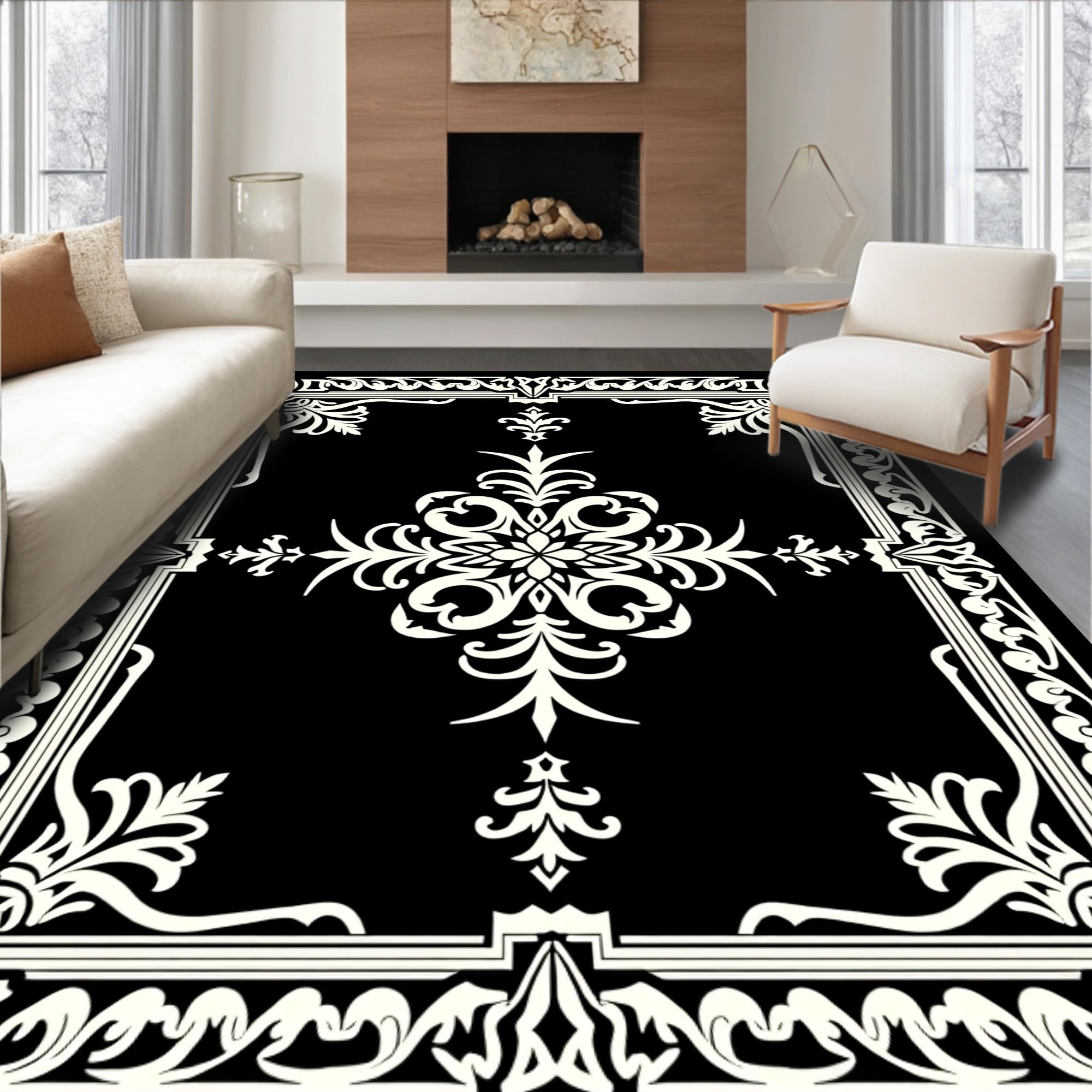 Gold 5x7 Flatwoven Area Rug, Crest Wave Design, Washable for Living Room Bedroom