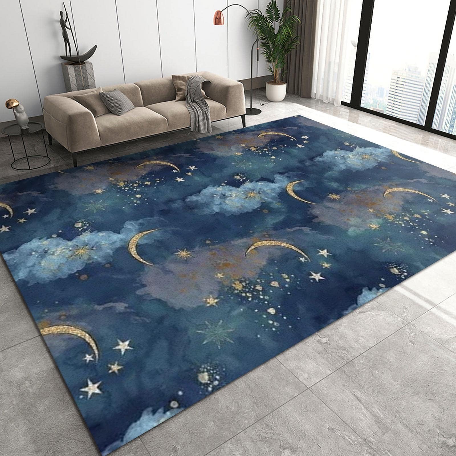 5x6 Area Rug Nordic Light Luxury Rugs for Bedroom, Emerald Green Pink Blue Gold Geometric Bedroom Rug Aesthetic Easy to Clean for Indoor Outdoor Hardwood Floors Home Decor