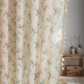 Green Boho Floral Curtains 84", 2 Panels Cotton Linen Semi-Blackout Drapes with Tassel