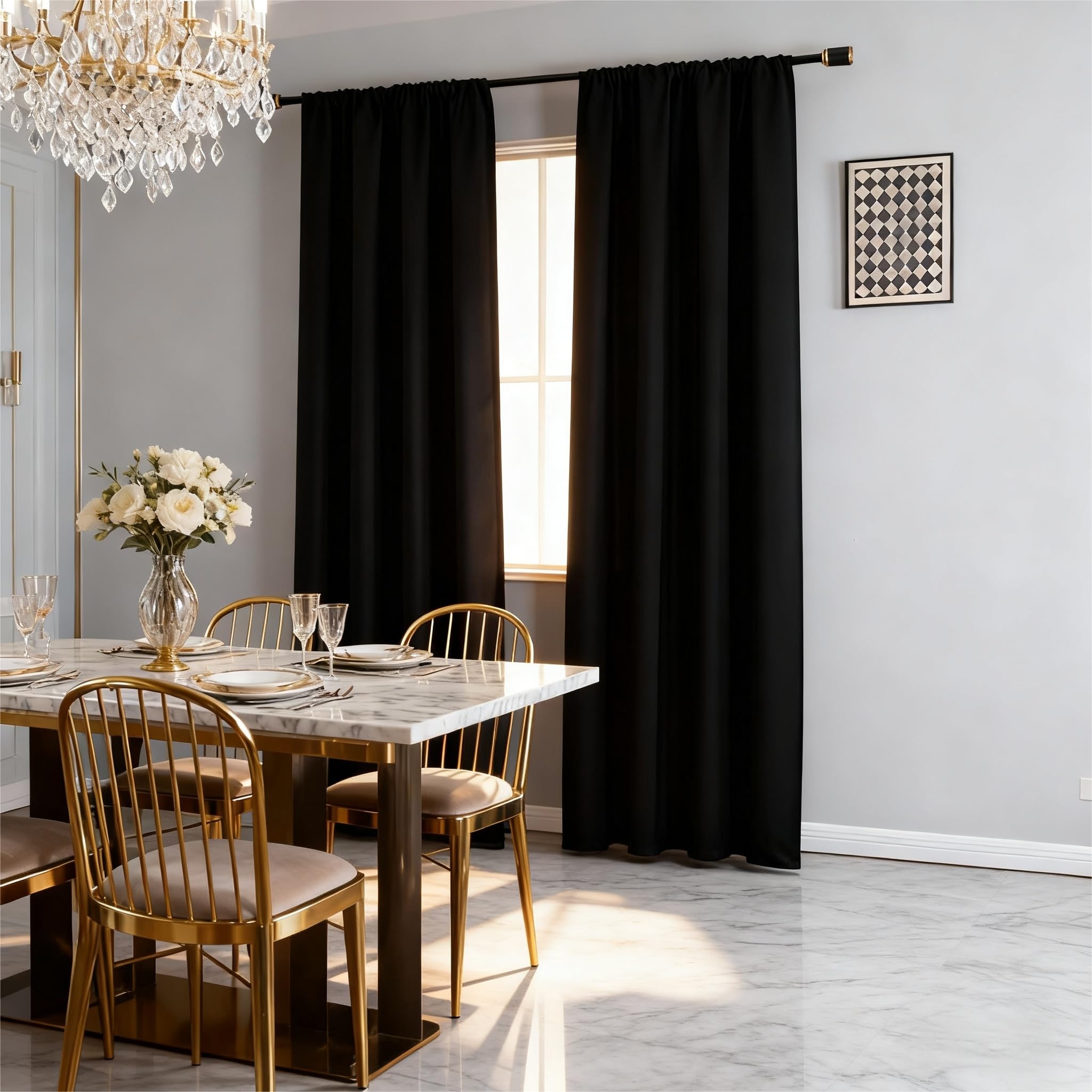 IGEMAEVE Cream Curtains 108 Inch Length 2 Panels Set, Light Filtering Curtains for Living Room 108 Inch Long, Grommet Energy Saving Semi Sheer Drapes for Bedroom Window(W52 x L108)