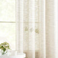 Semi Sheer Curtains for Living Room 95 inch Length Natural Linen Semi Sheer Curtain Drapes for Bedroom Light Filtering Farmhouse Country Rustic Window Curtains 52"w 2 Panels Rod Pocket Beige