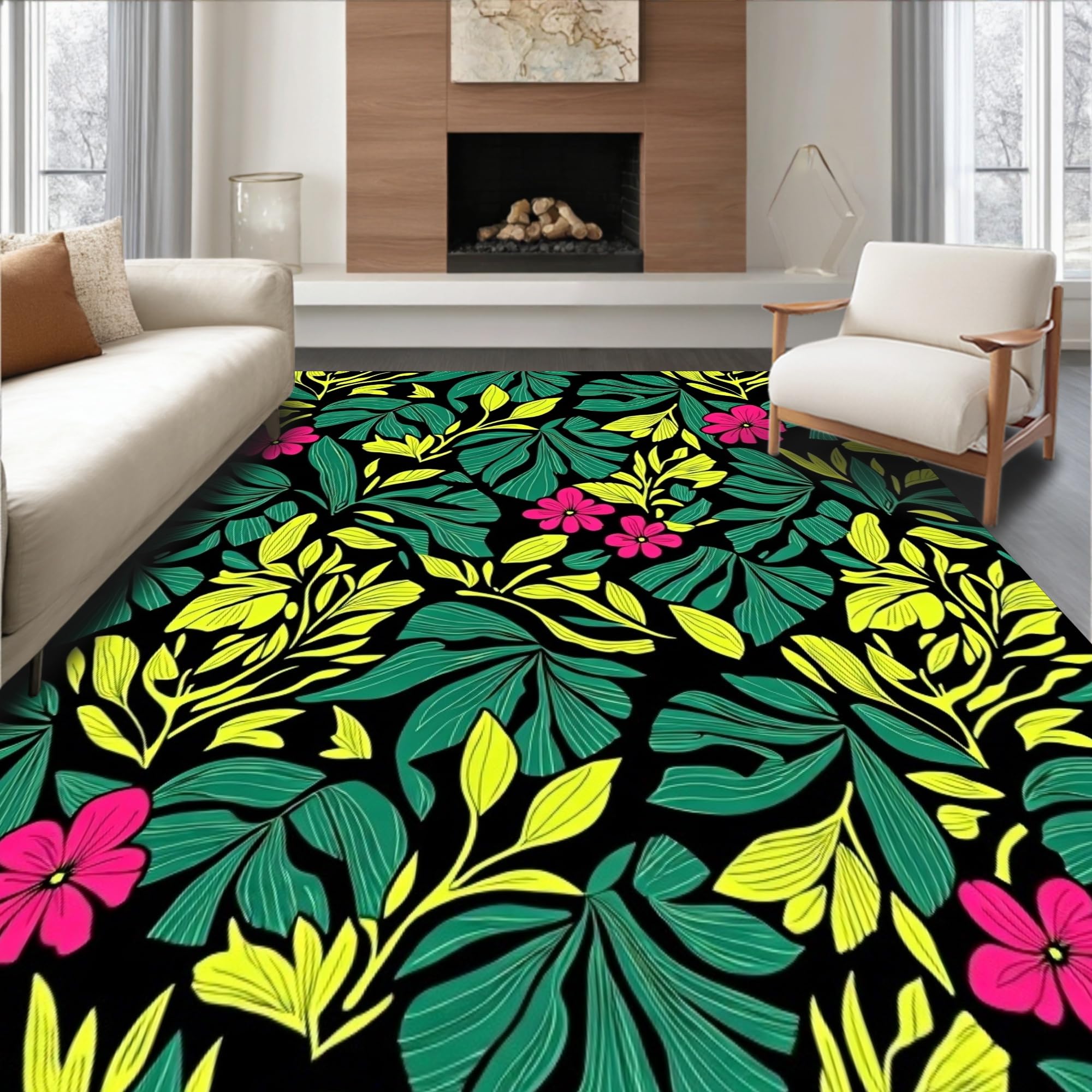 Gold 5x7 Flatwoven Area Rug, Crest Wave Design, Washable for Living Room Bedroom