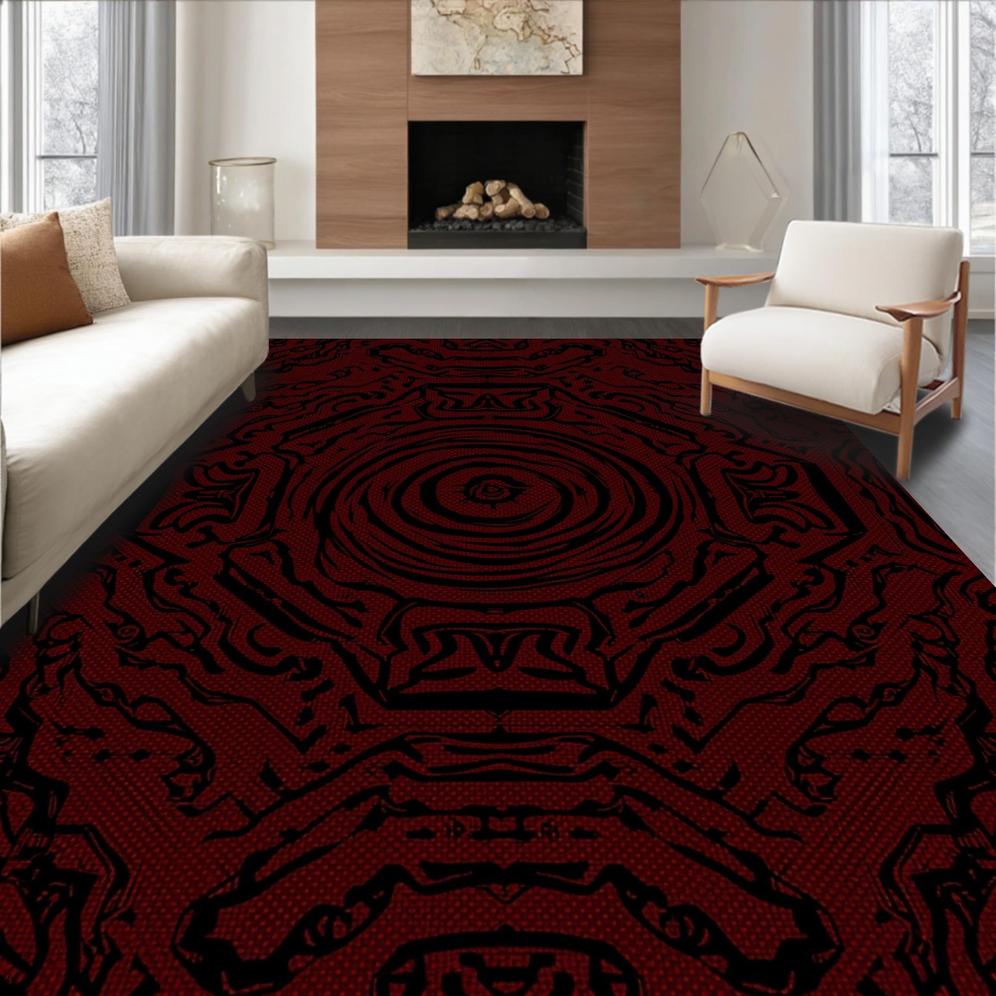 Gold 5x7 Flatwoven Area Rug, Crest Wave Design, Washable for Living Room Bedroom