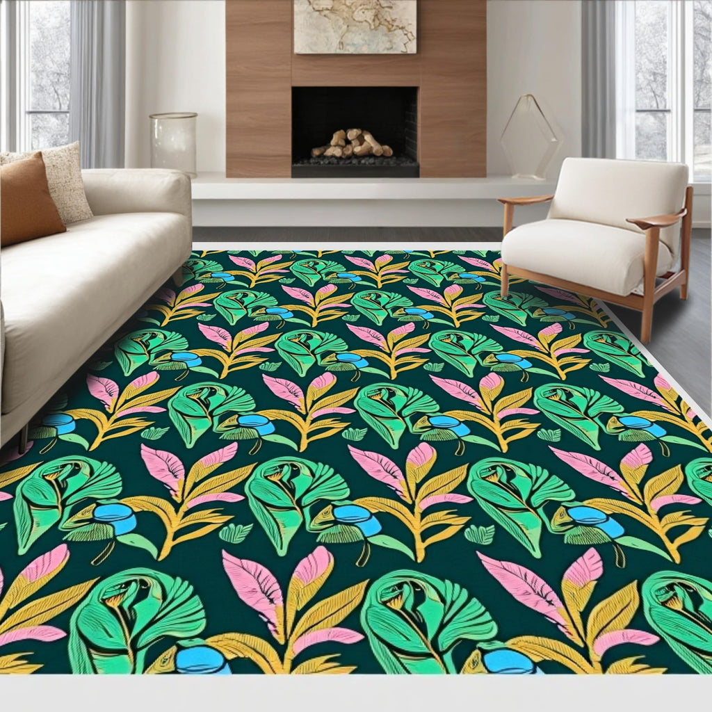 Gold 5x7 Flatwoven Area Rug, Crest Wave Design, Washable for Living Room Bedroom