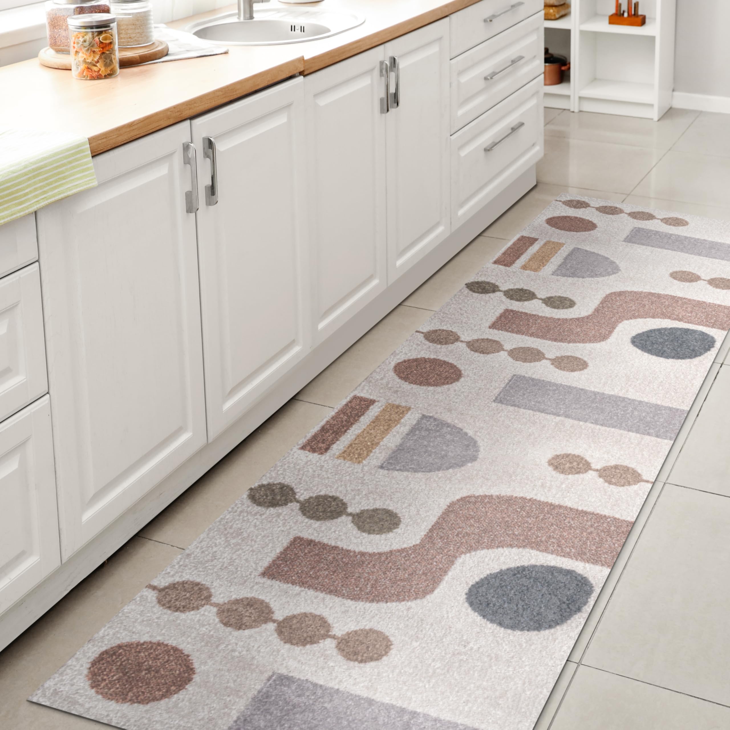 JONATHAN Y Machine Washable Cream/Terra Indoor Area Rug 8X10 ft, Kallax Geometric Modern Low-Pile for Living Room, Bedroom, Kitchen, Office, Easy-Cleaning, Pet-Friendly, Non-Shedding WSH311A-8