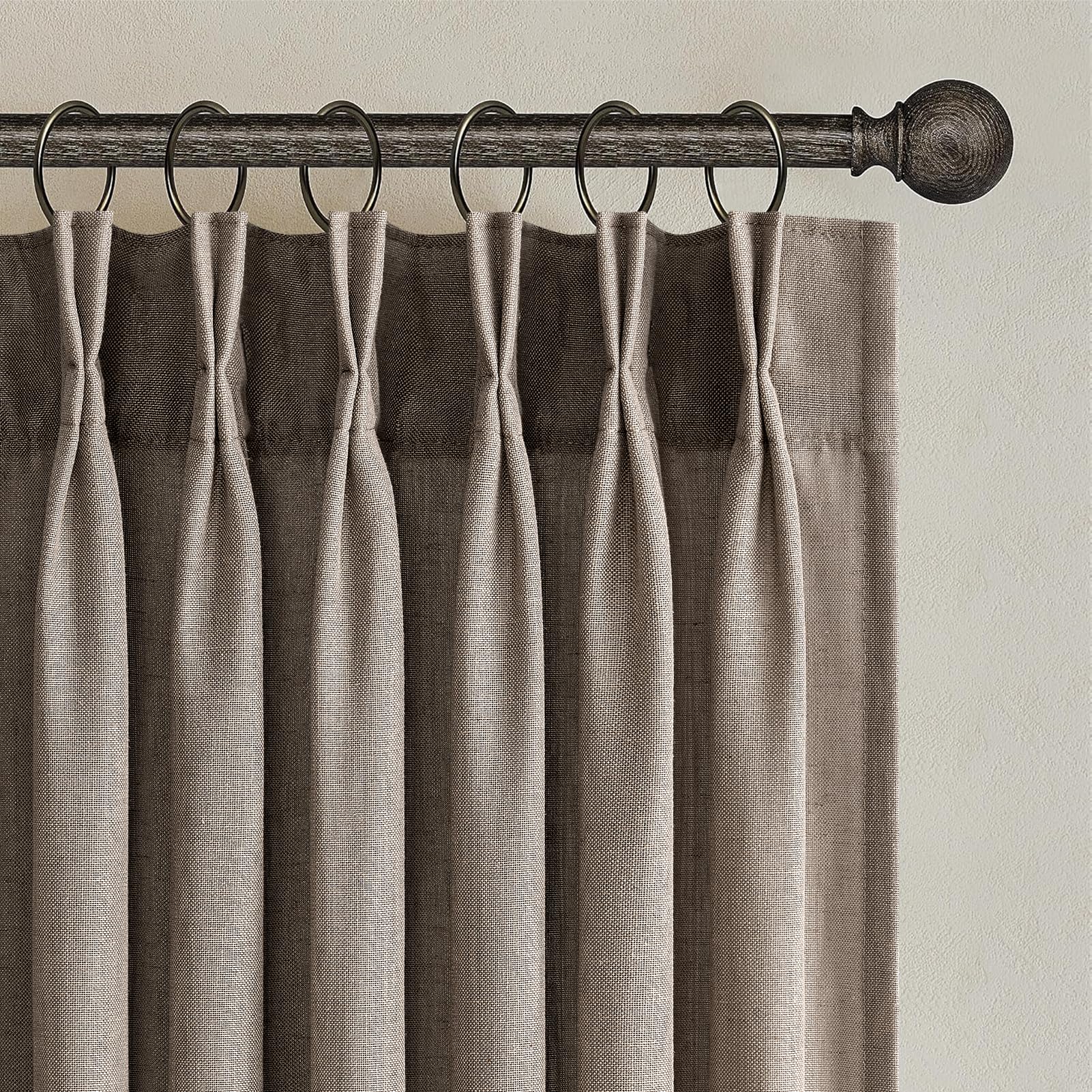 Topfinel 102 Inch Curtains 2 Panels Set,Two Packs Pinch Pleat Back Tab Linen Window Semi Sheer Privacy Thick Decorative Curtain Drapes for Living Room Bedroom,40x102 in Long,Ivory/Off White