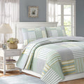 Cozy Line Home Fashions 100% Cotton Reversible Quilt Bedding Set, Classic Taupe Tan Striped Patchwork All-Season Coverlet Bedspread (Winter Plains, Queen-3 Piece)