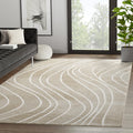 Abani Modern Geometric Wavy Area Rug - Cream, 4' x 6' - Chunky, Plush and Soft Washable Carpet - Perfect for Living Room & Bedroom - Plush Deco Collection