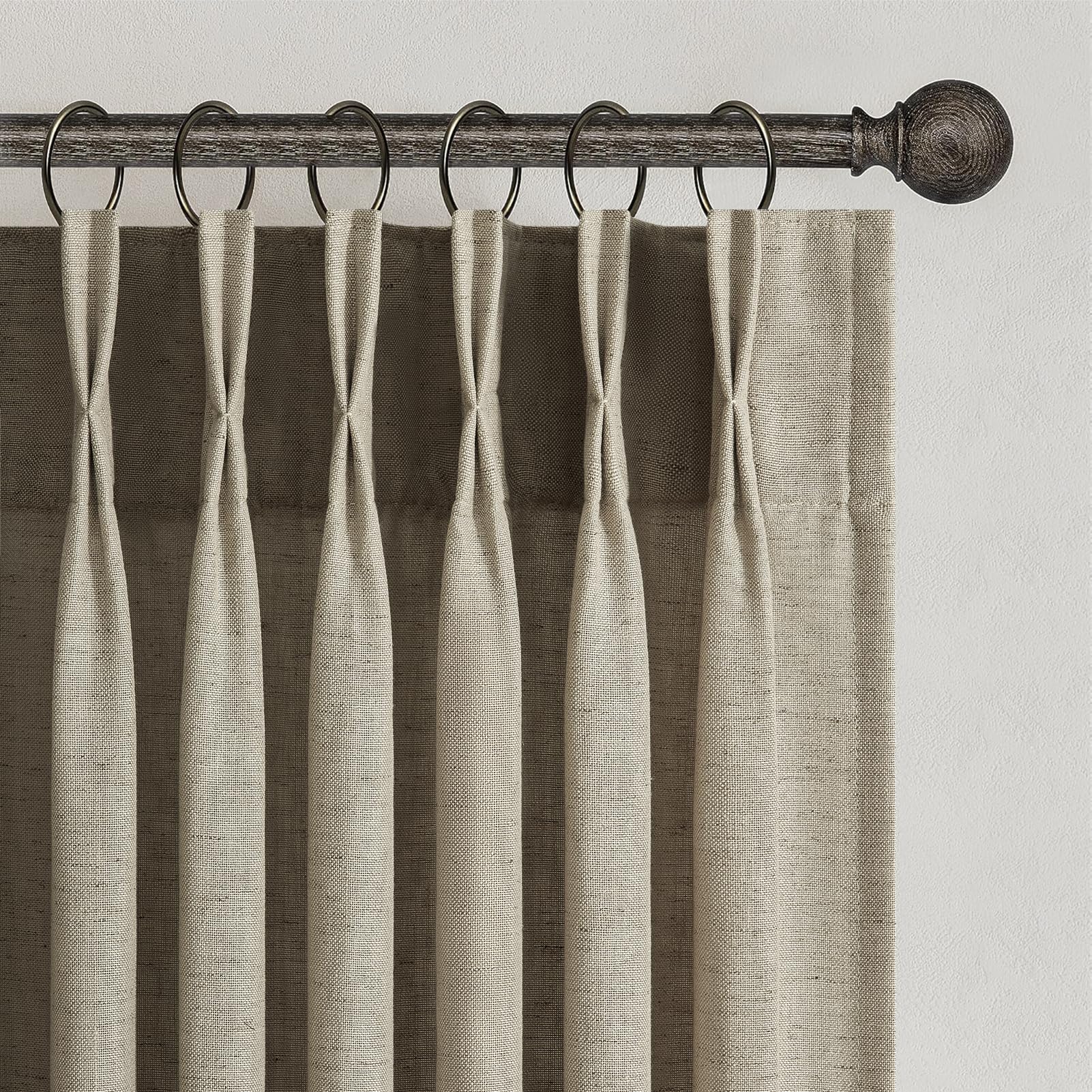 Topfinel 102 Inch Curtains 2 Panels Set,Two Packs Pinch Pleat Back Tab Linen Window Semi Sheer Privacy Thick Decorative Curtain Drapes for Living Room Bedroom,40x102 in Long,Ivory/Off White