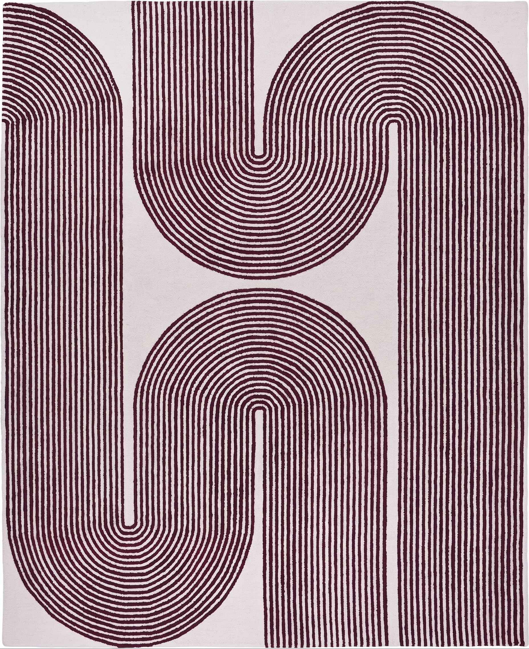 Modern Handmade Wool Area Rug, Abstract Curved Line Geometric Carpet for Living Room Bedroom, Contemporary Tufted Indoor Rug with Soft Pile and Cotton Backing (Gold, 5' x 8')