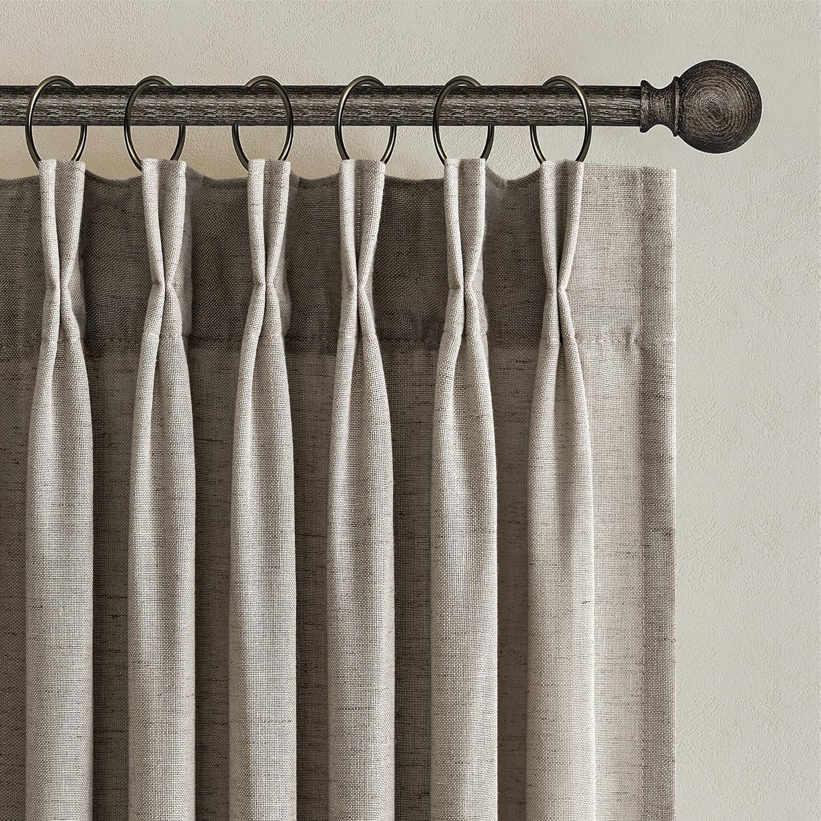 Topfinel 102 Inch Curtains 2 Panels Set,Two Packs Pinch Pleat Back Tab Linen Window Semi Sheer Privacy Thick Decorative Curtain Drapes for Living Room Bedroom,40x102 in Long,Ivory/Off White