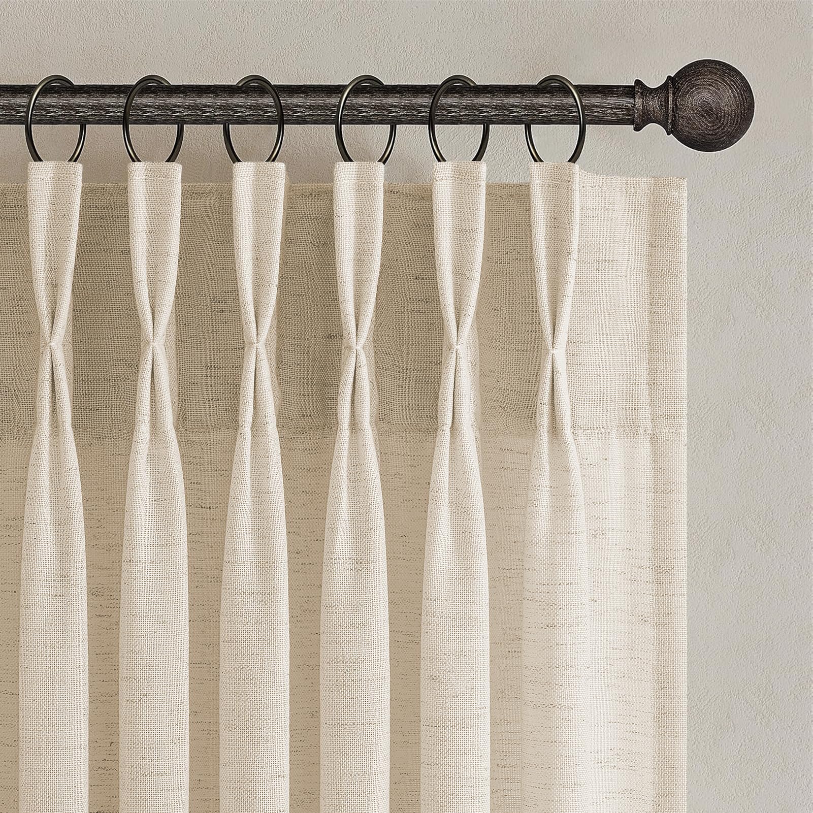 Topfinel 102 Inch Curtains 2 Panels Set,Two Packs Pinch Pleat Back Tab Linen Window Semi Sheer Privacy Thick Decorative Curtain Drapes for Living Room Bedroom,40x102 in Long,Ivory/Off White