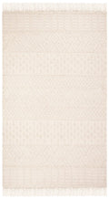 SAFAVIEH Natura Collection Area Rug - 5' x 8', Ivory & Navy, Handmade Moroccan Boho Wool Fringe, Ideal for High Traffic Areas in Living Room, Bedroom (NAT852N)