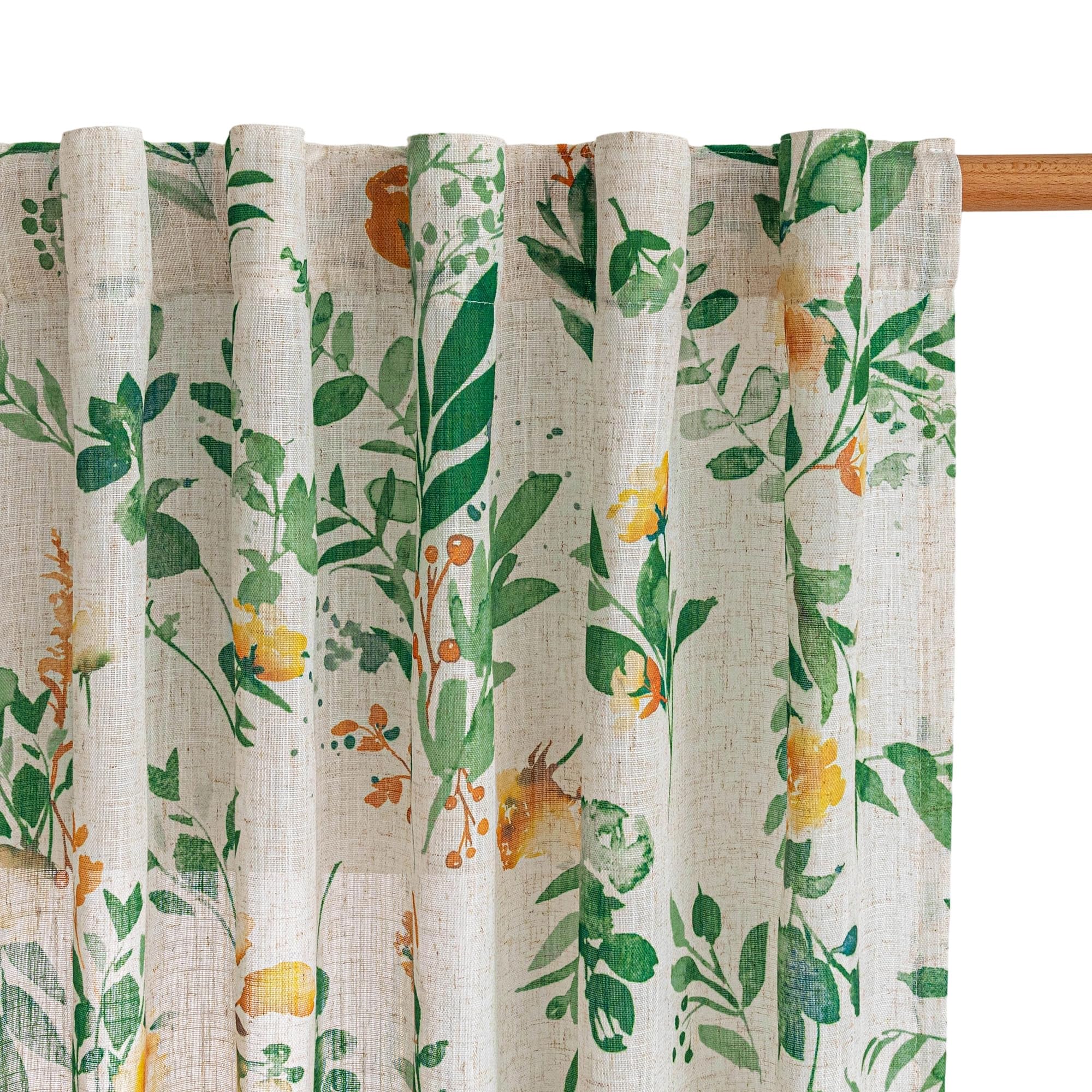 MYSKY HOME Sheer Curtains 84 Inches Long 2 Panels Linen Blended Farmhouse Curtains & Drapes for Living Room Bedroom, Light Filtering Privacy Curtains Floral Printed Classical Home Decor, Navy Blue(2)