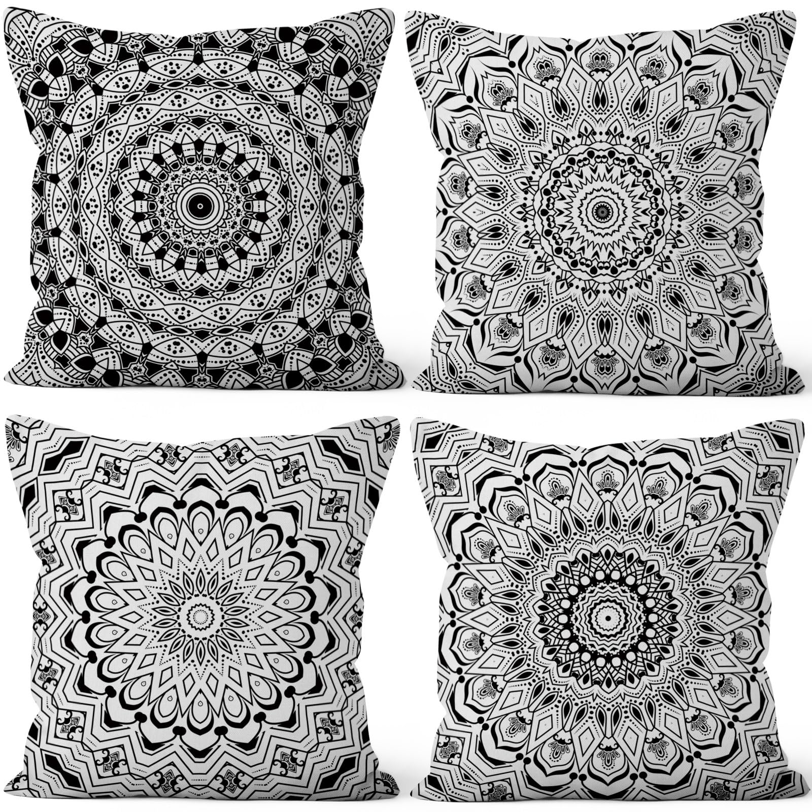 4 Pcs/Set Geometric Pillow Covers Boho Abstract Strips Patchwork Color Geometric Ethnic Colorful Vintage Artwork Linen Throw Cushion Cases for Couch Sofa Bedroom Decorative, 22"x22"