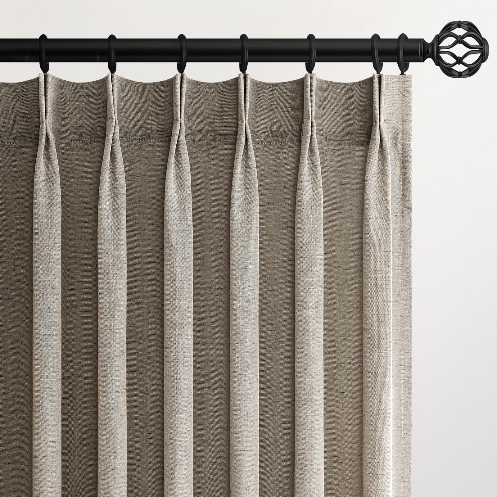 Topfinel 102 Inch Curtains 2 Panels Set,Two Packs Pinch Pleat Back Tab Linen Window Semi Sheer Privacy Thick Decorative Curtain Drapes for Living Room Bedroom,40x102 in Long,Ivory/Off White