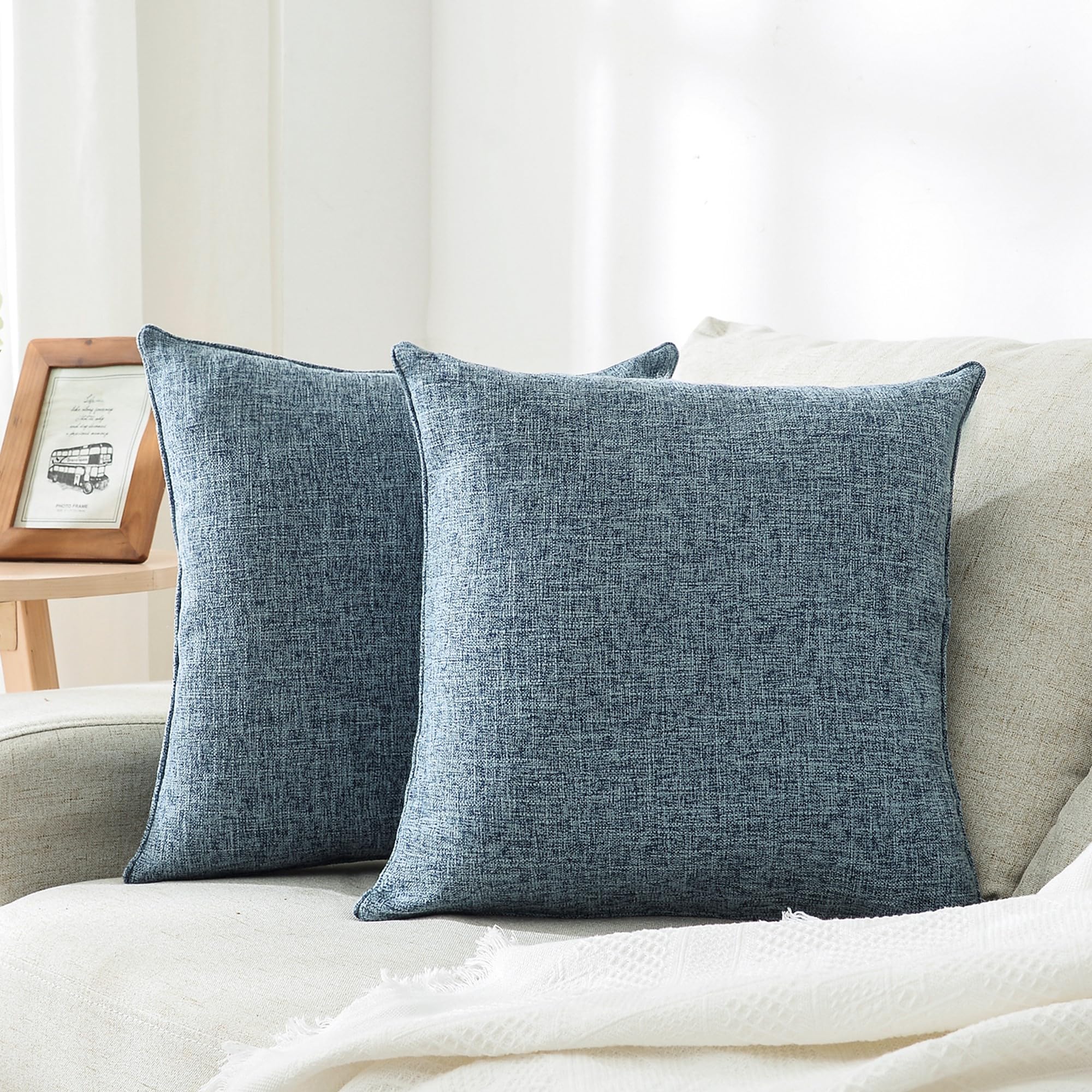 HPUK Decorative Throw Pillow Covers Set of 4 Geometric Design Linen Cushion Cover for Couch Sofa Living Room, 18"x18" inches, Chocolate